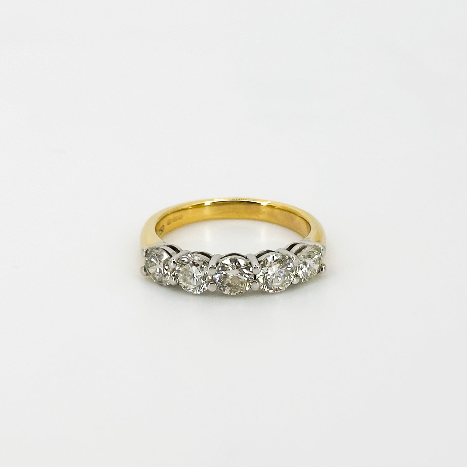 Diamond Eternity Ring with Five Stones in Yellow Gold