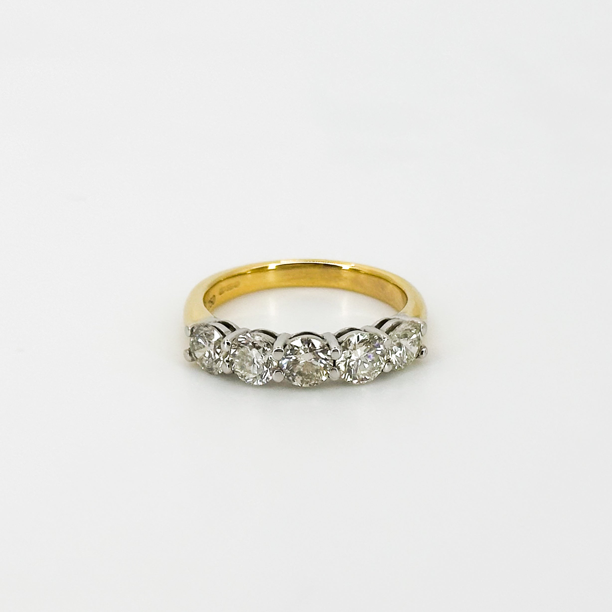 Diamond Eternity Ring with Five Stones in Yellow Gold