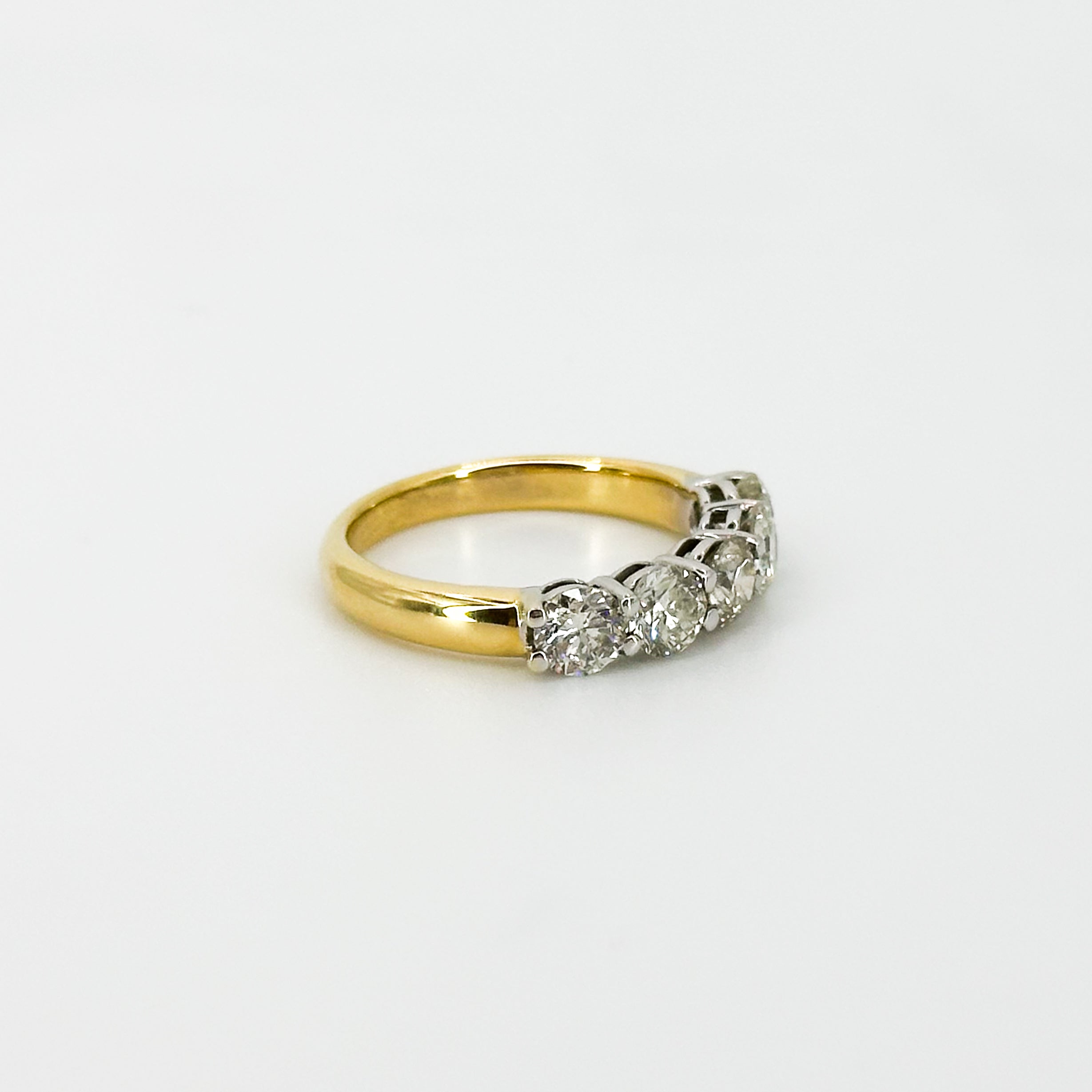 Diamond Eternity Ring with Five Stones in Yellow Gold