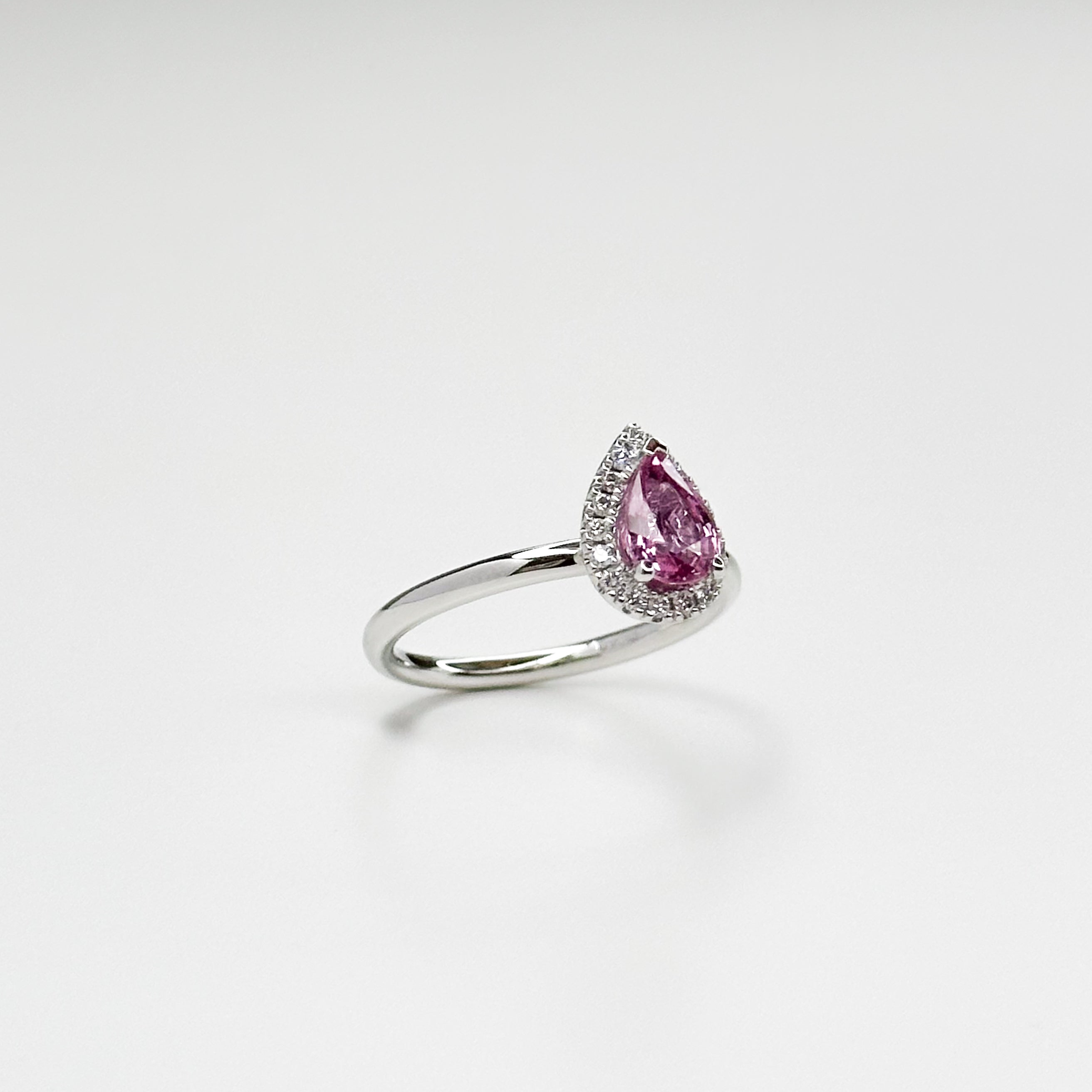 0.82ct Pink Pear Shape Sapphire Ring