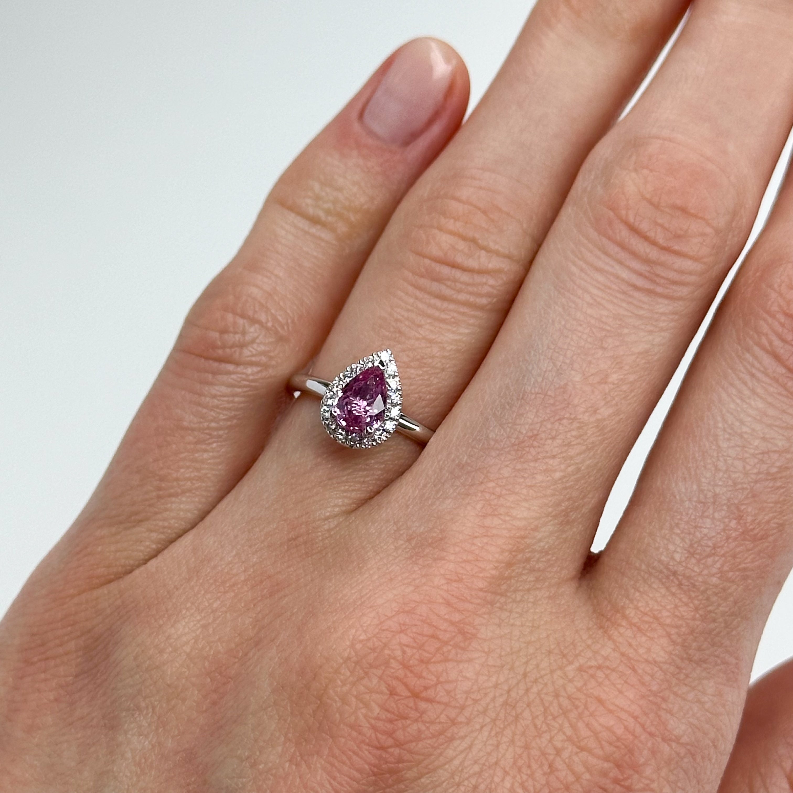 0.82ct Pink Pear Shape Sapphire Ring