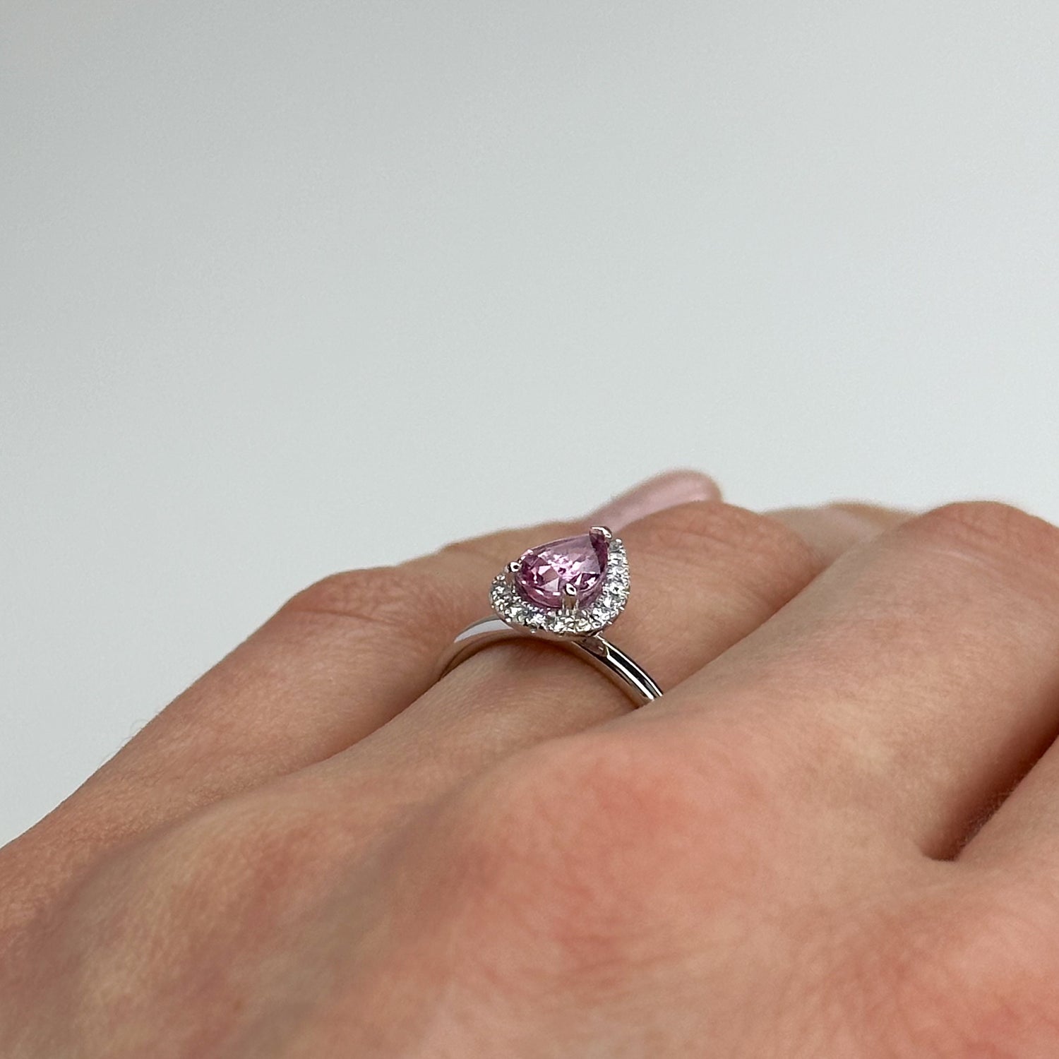 0.82ct Pink Pear Shape Sapphire Ring