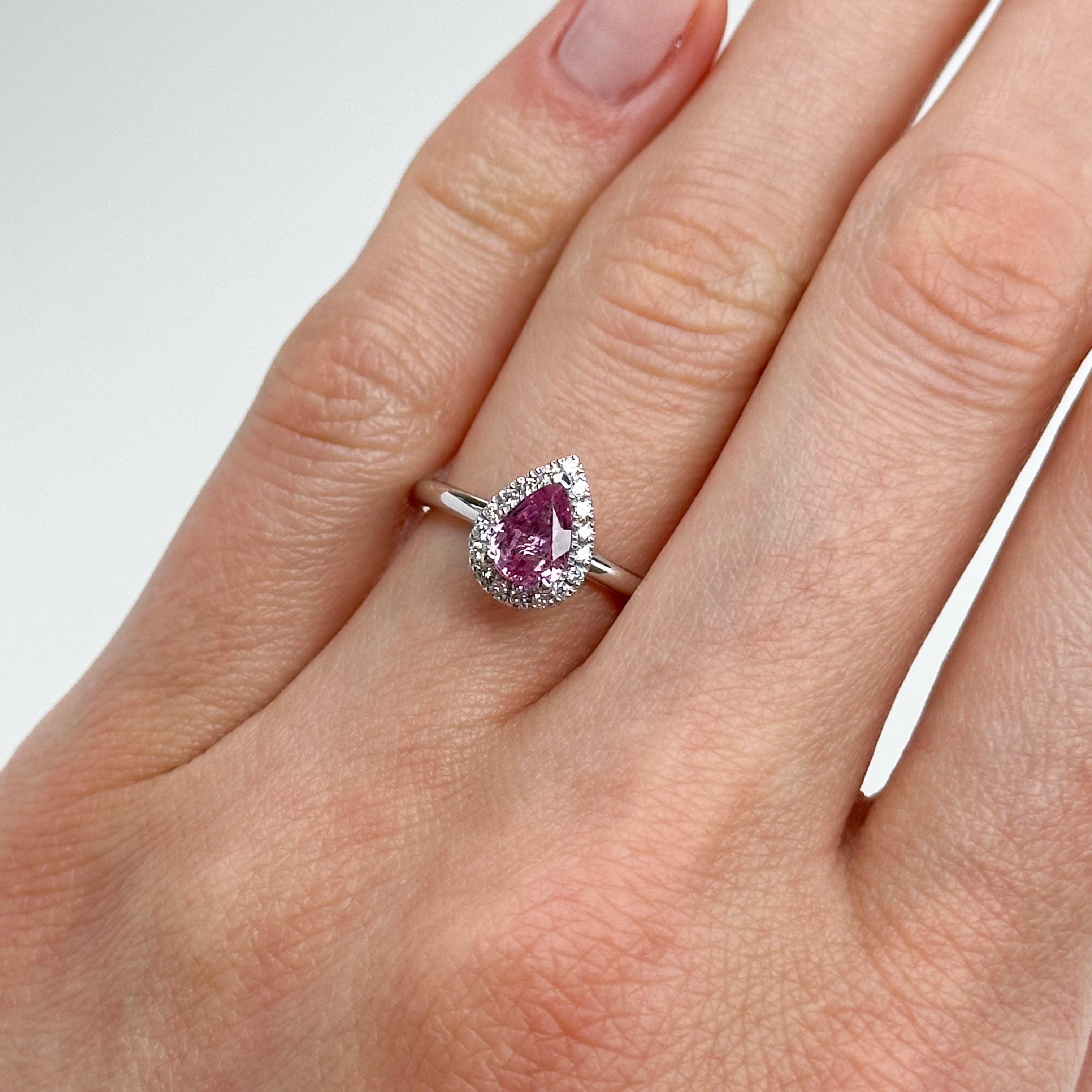 0.82ct Pink Pear Shape Sapphire Ring