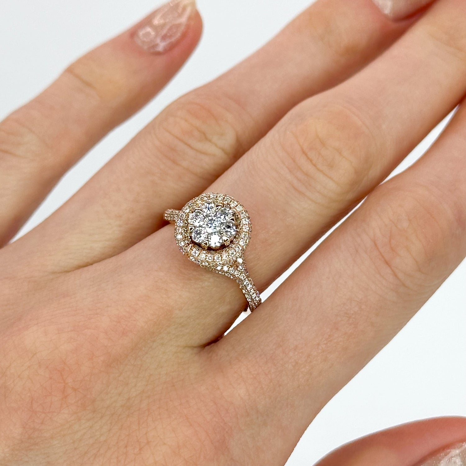 Rose Gold Swirl Ring with 1.00ct of Diamonds