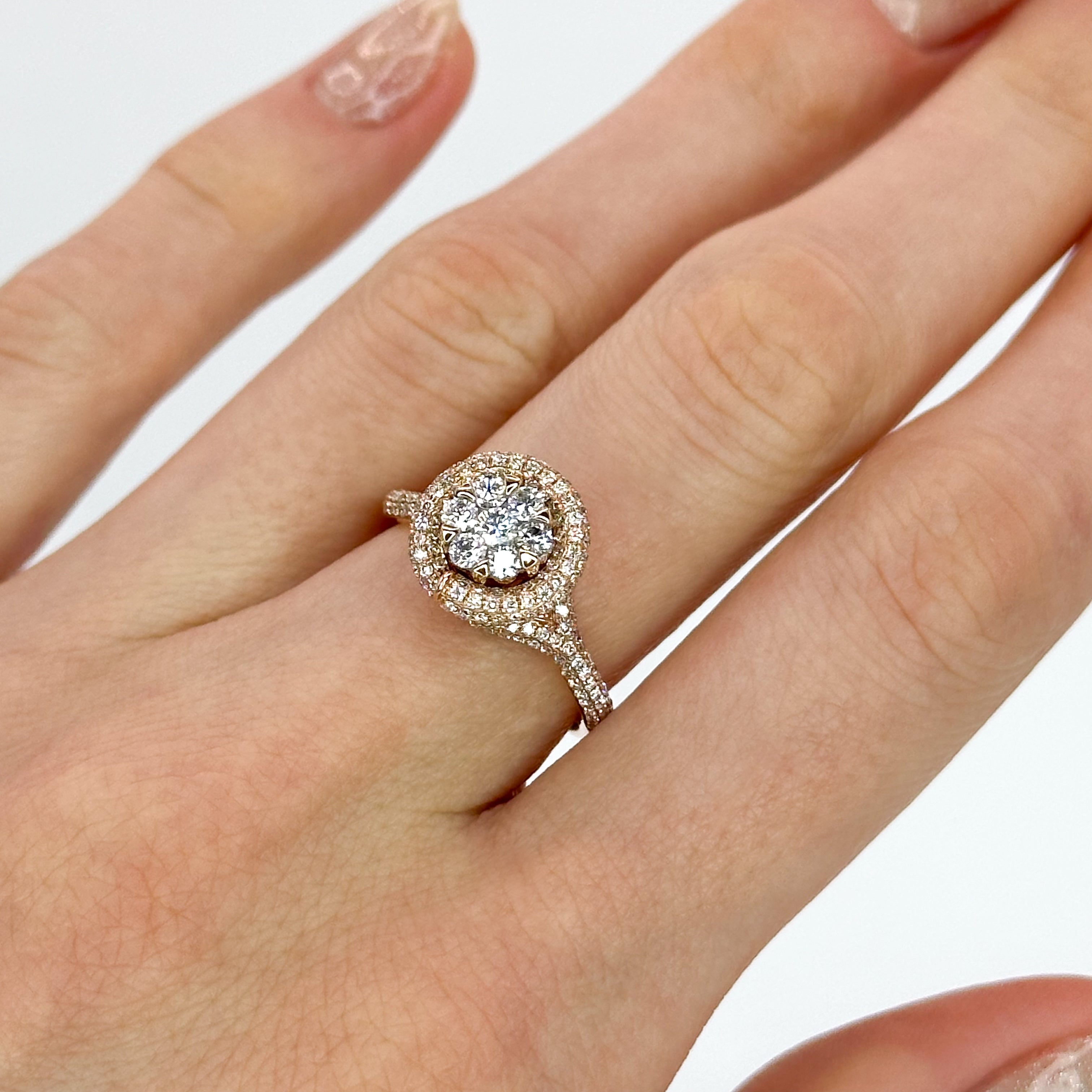 Rose Gold Swirl Ring with 1.00ct of Diamonds