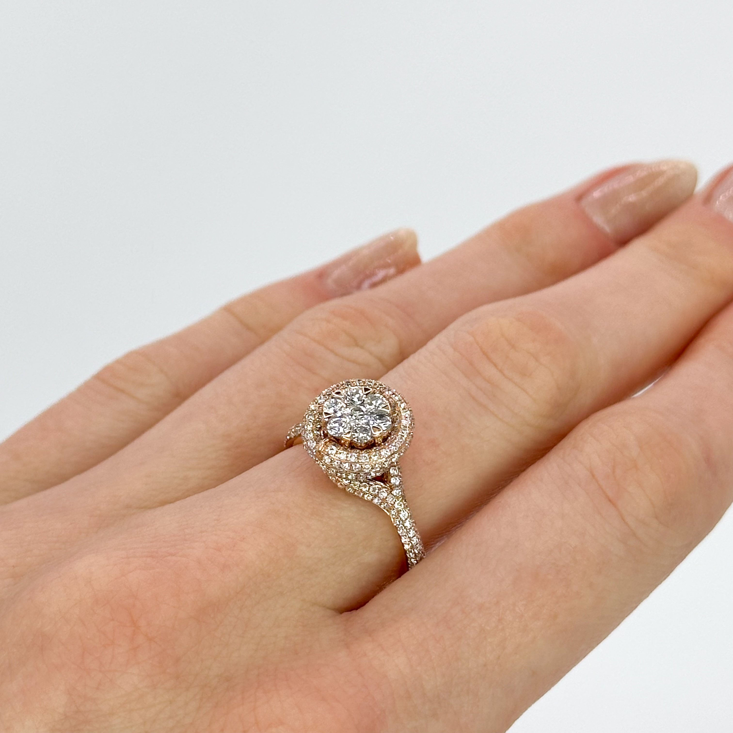 Rose Gold Swirl Ring with 1.00ct of Diamonds