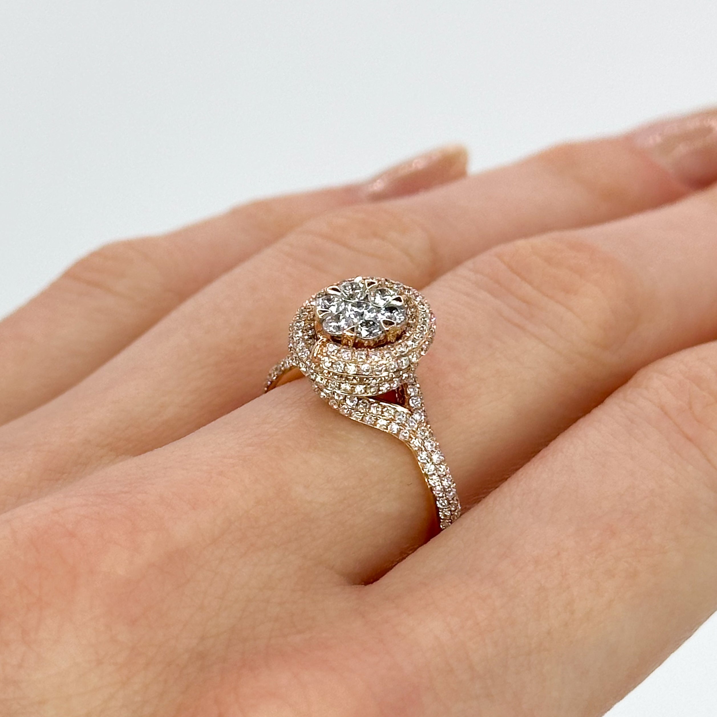 Rose Gold Swirl Ring with 1.00ct of Diamonds