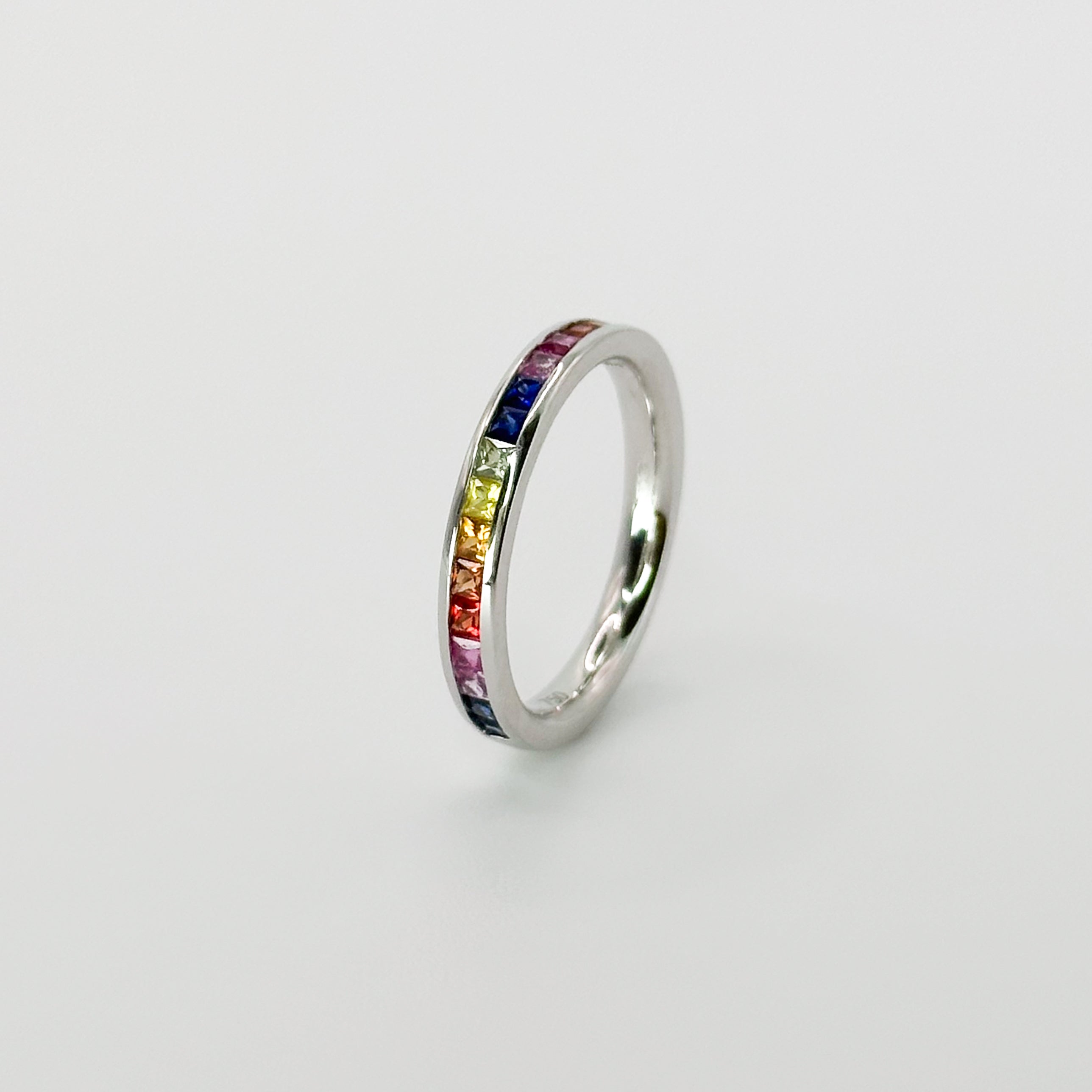 Rainbow Sapphire Eternity Ring in White Gold