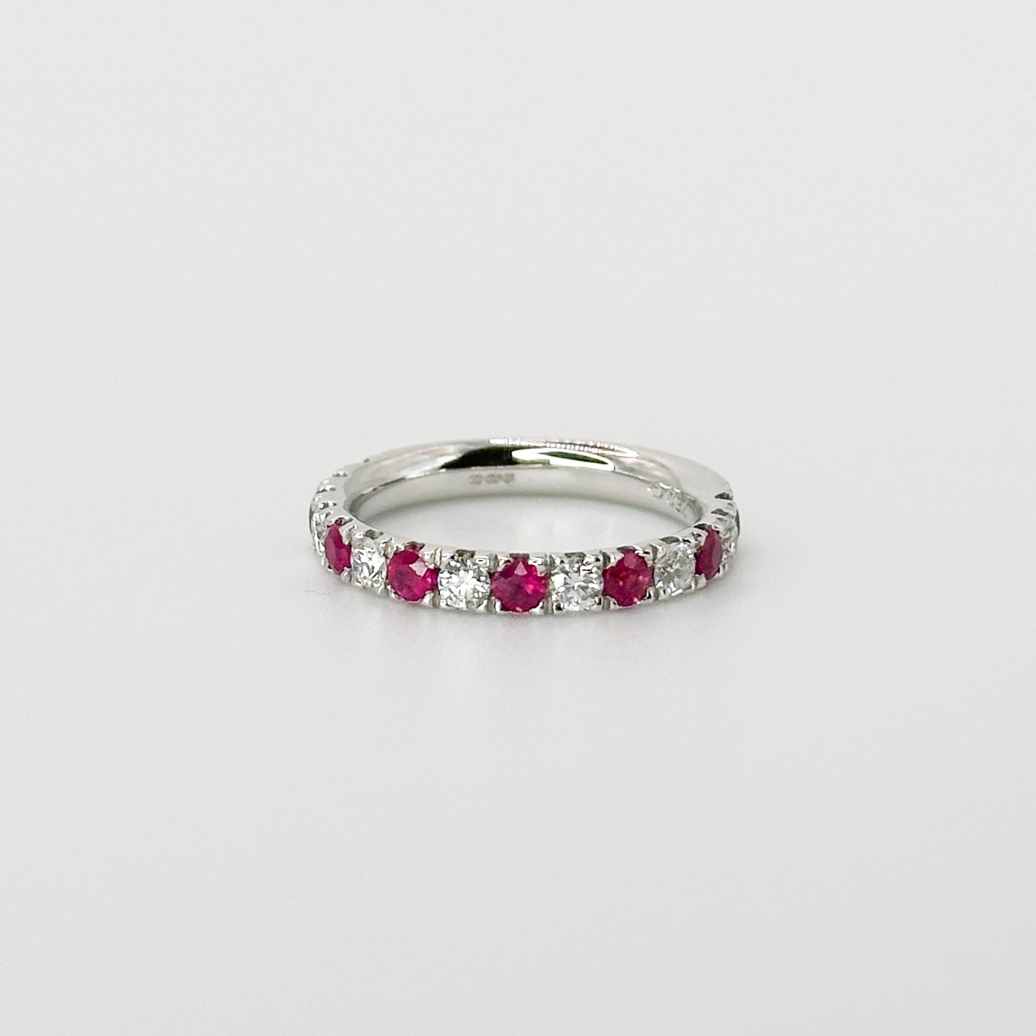 Ruby and Diamond Eternity Ring in White Gold