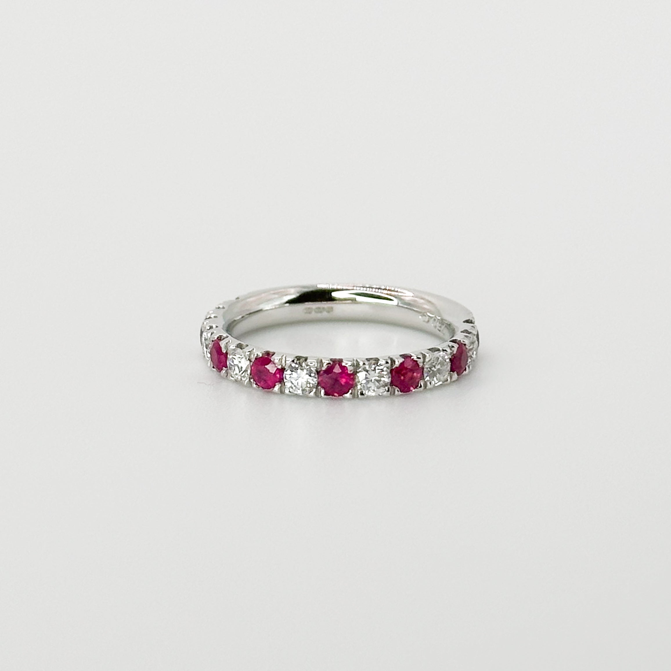 Ruby and Diamond Eternity Ring in White Gold