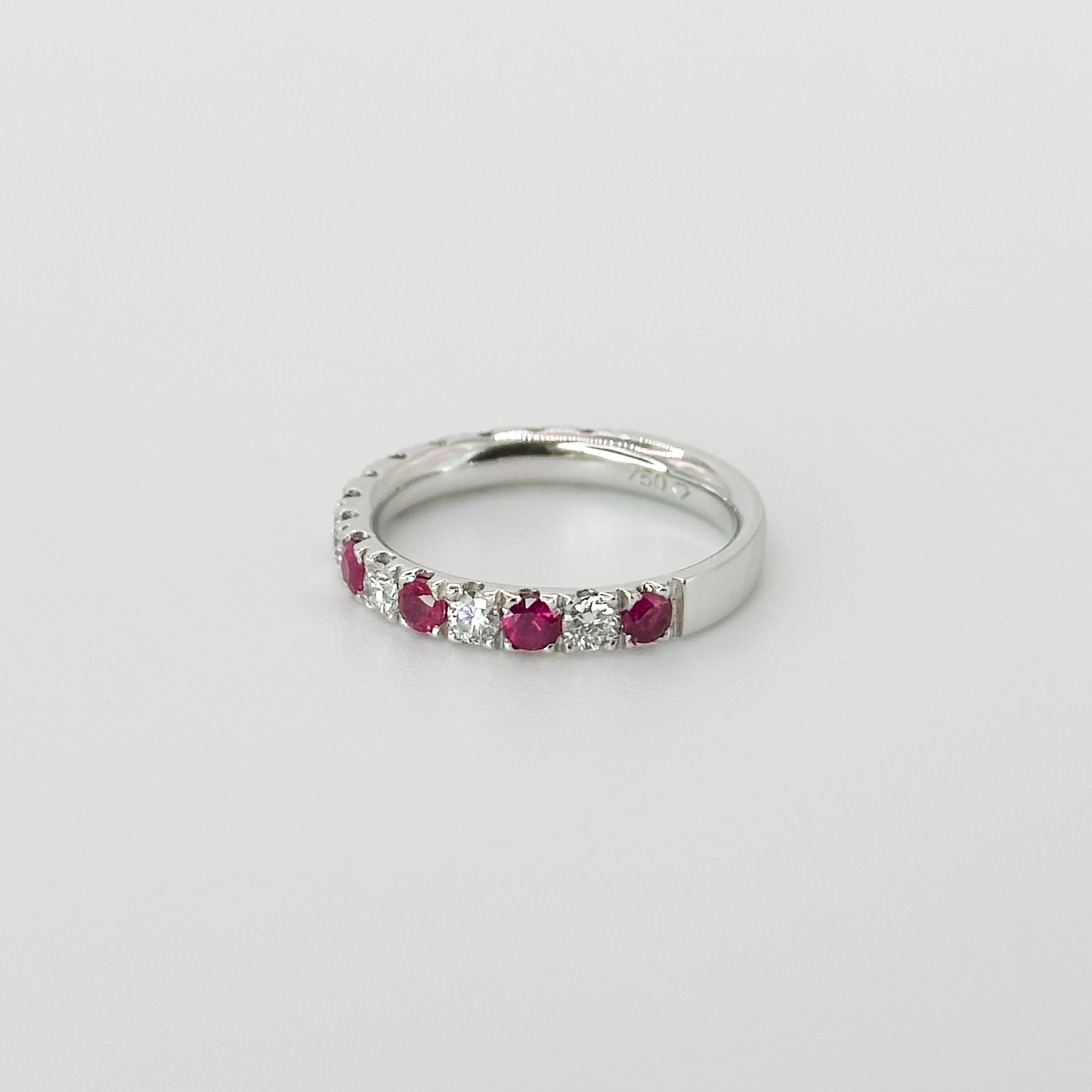 Ruby and Diamond Eternity Ring in White Gold
