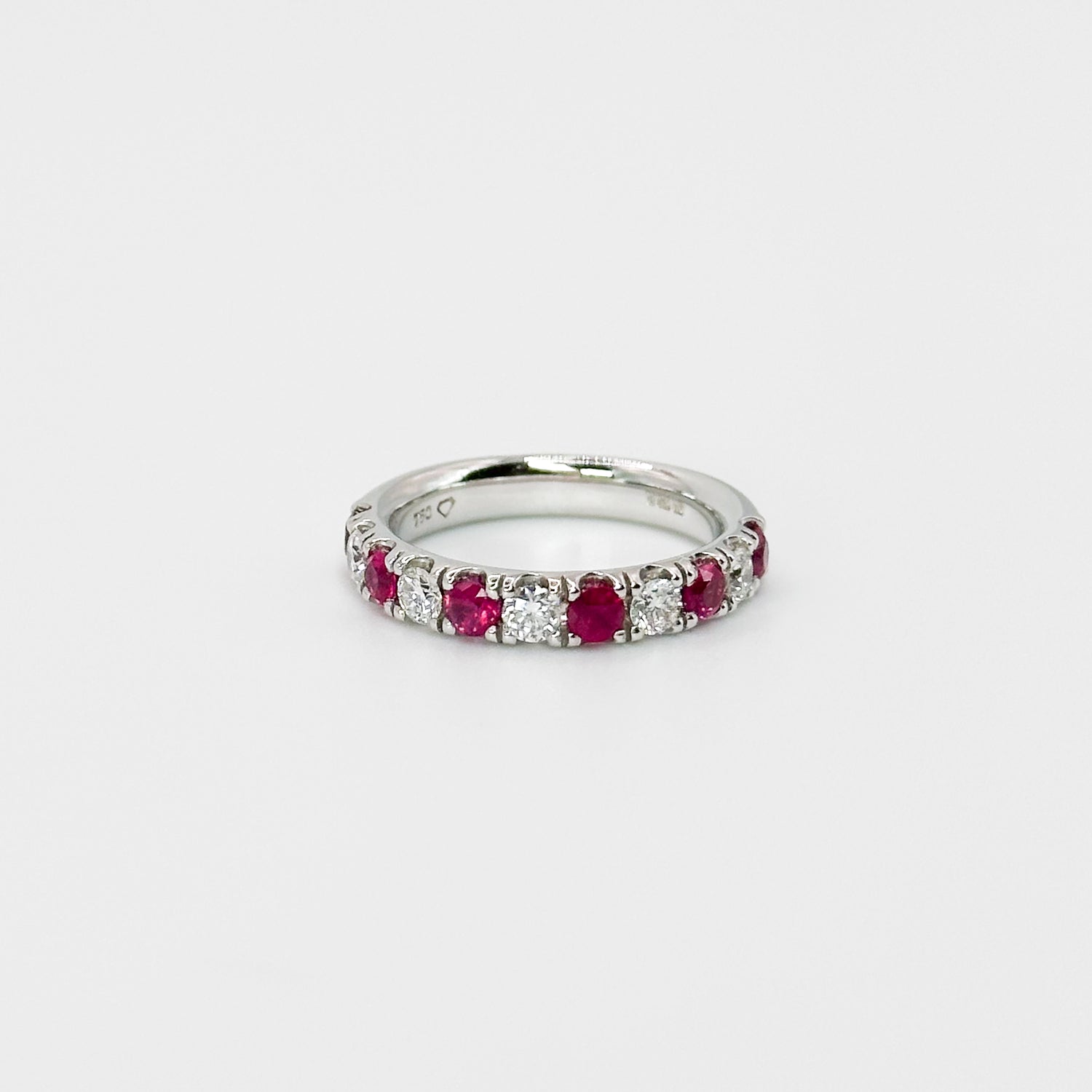 Ruby and Diamond Eternity Ring in White Gold