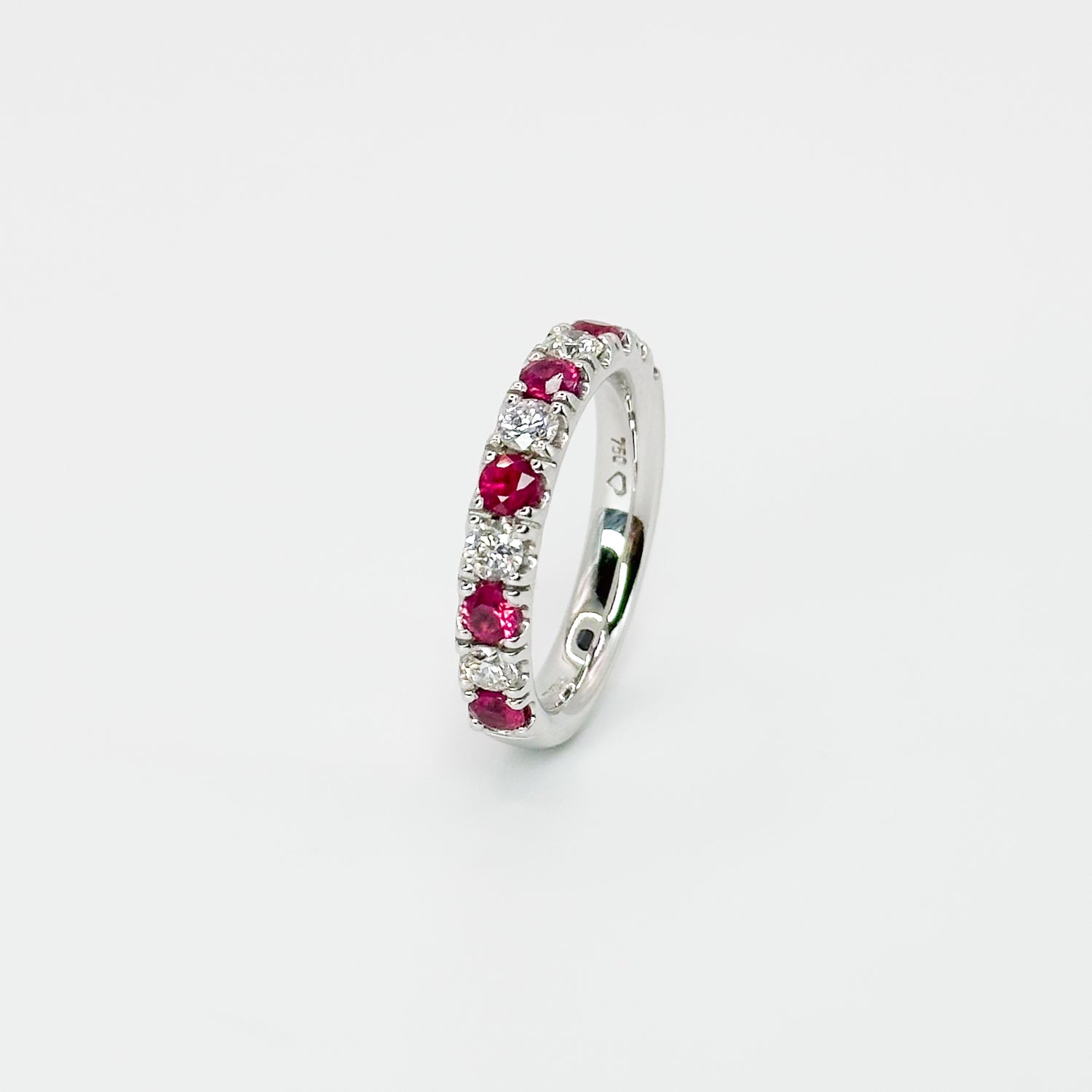 Ruby and Diamond Eternity Ring in White Gold
