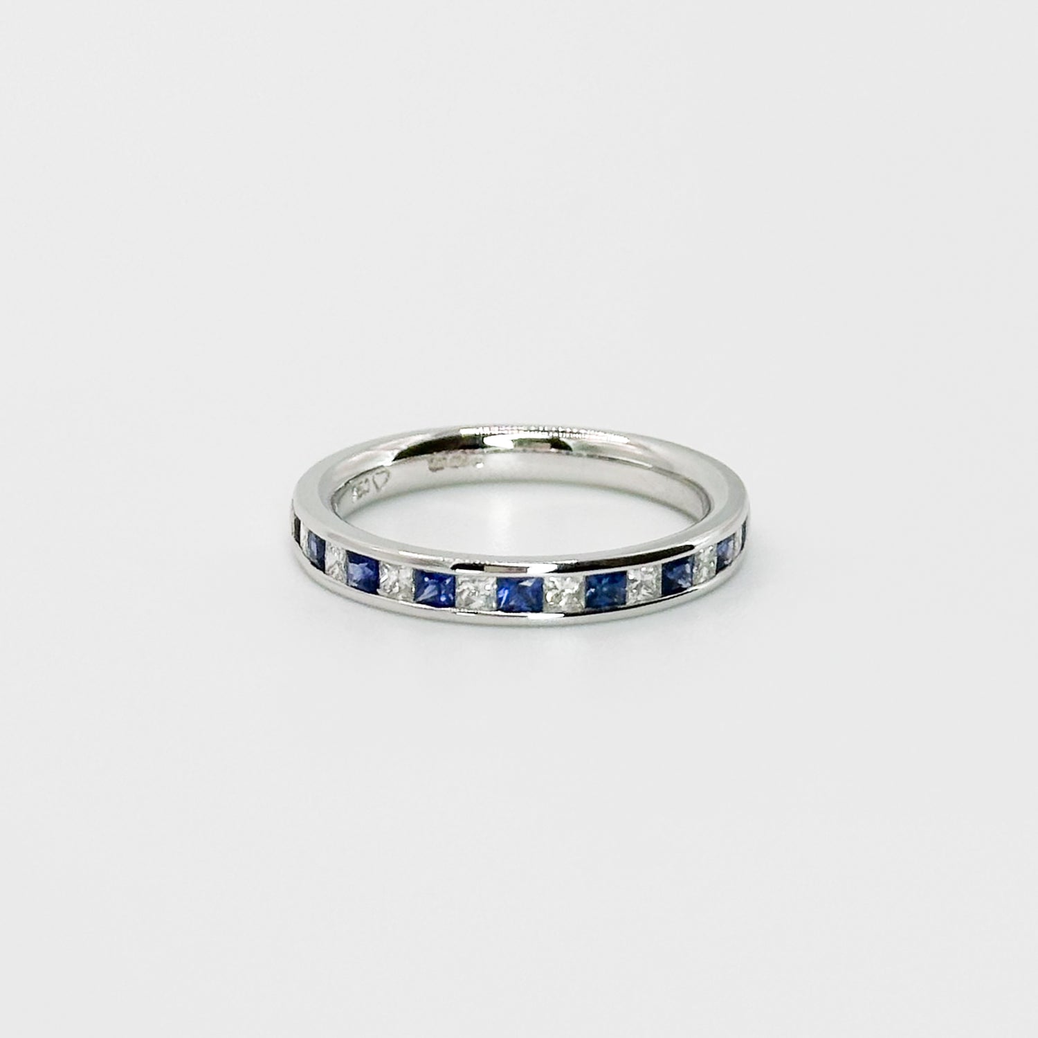 Diamond and Sapphire Princess Cut Eternity Ring