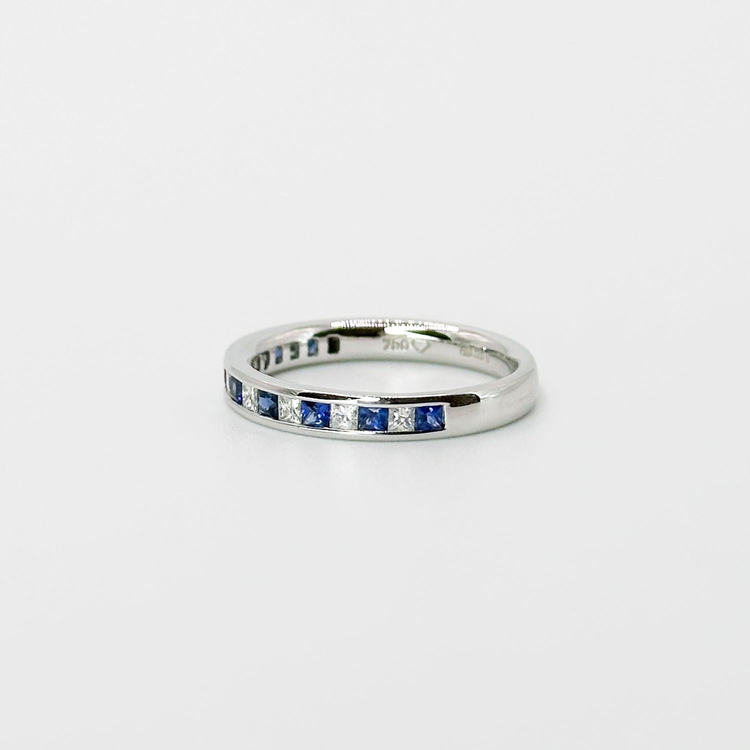 Diamond and Sapphire Princess Cut Eternity Ring