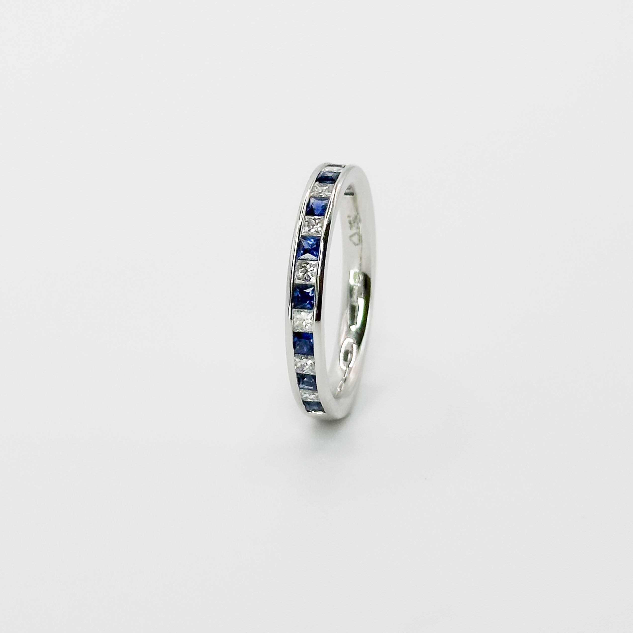Diamond and Sapphire Princess Cut Eternity Ring