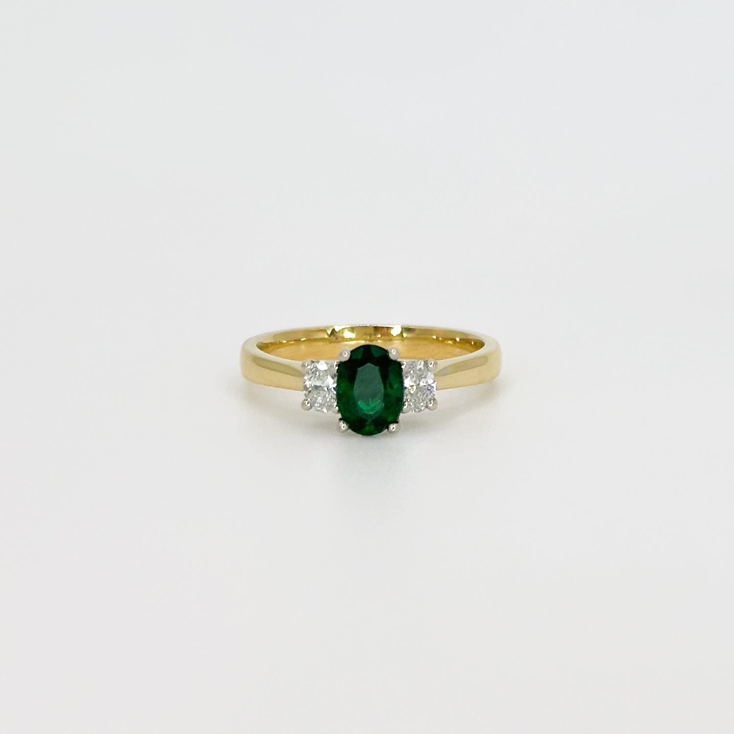 Emerald and Diamond Trilogy Ring