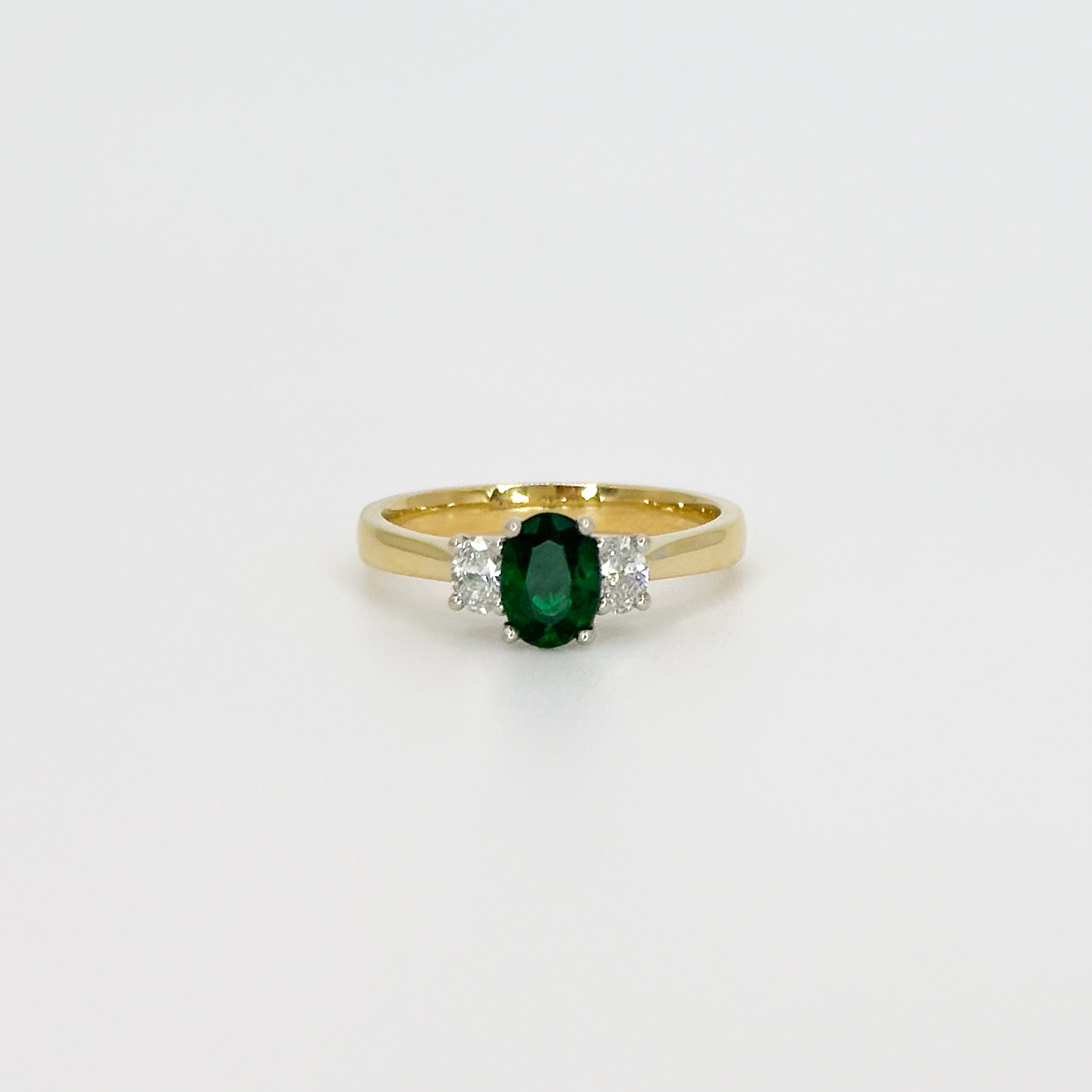 Emerald and Diamond Trilogy Ring
