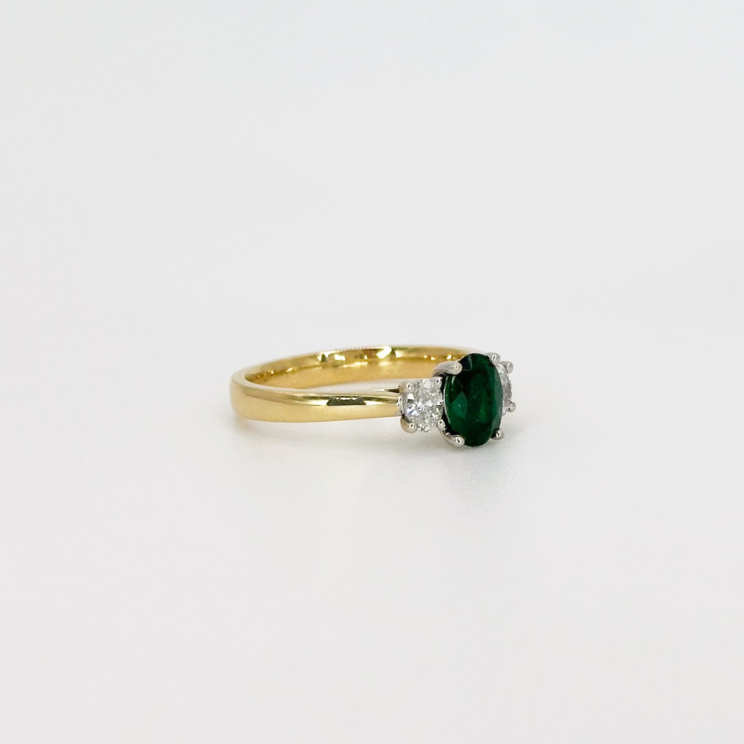 Emerald and Diamond Trilogy Ring