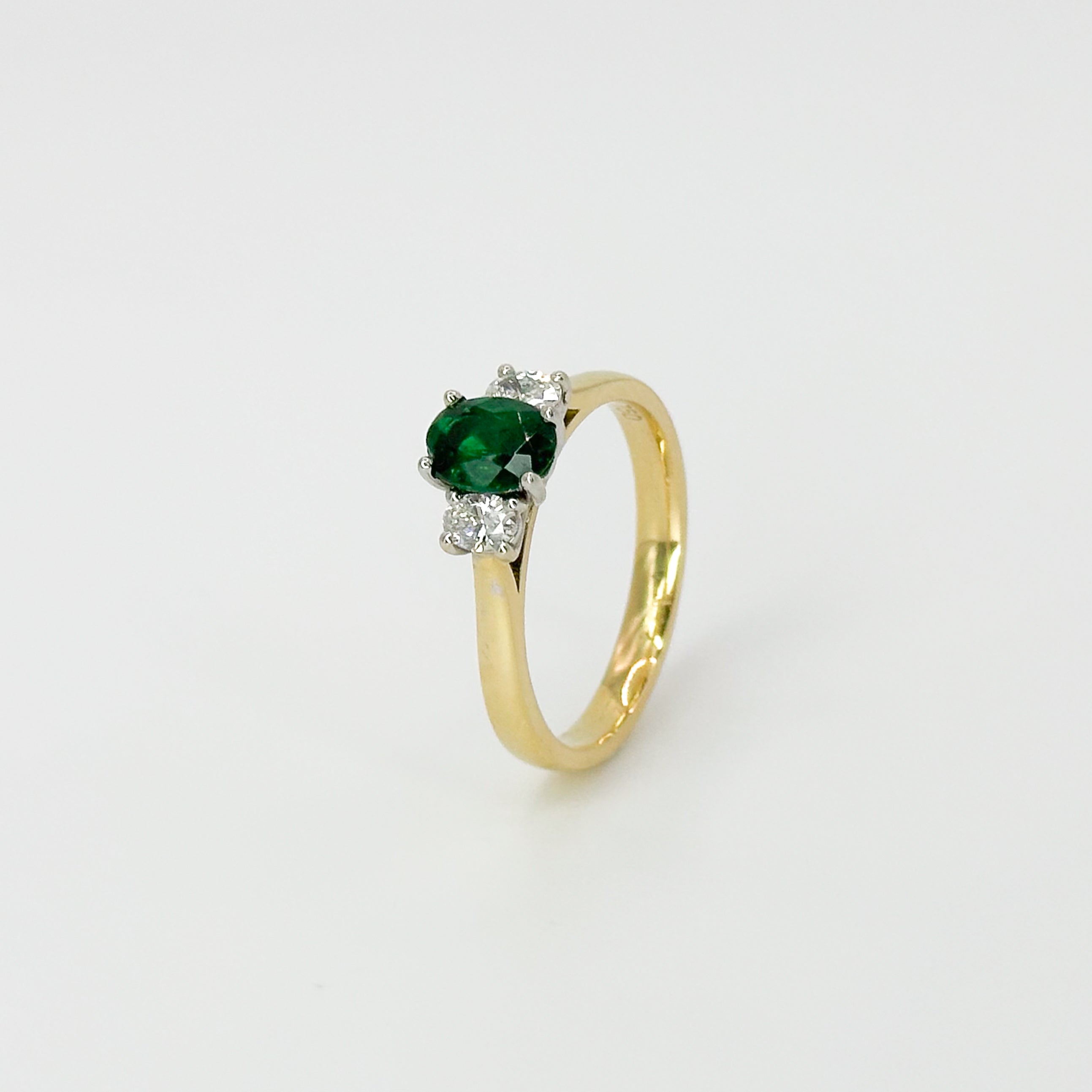 Emerald and Diamond Trilogy Ring