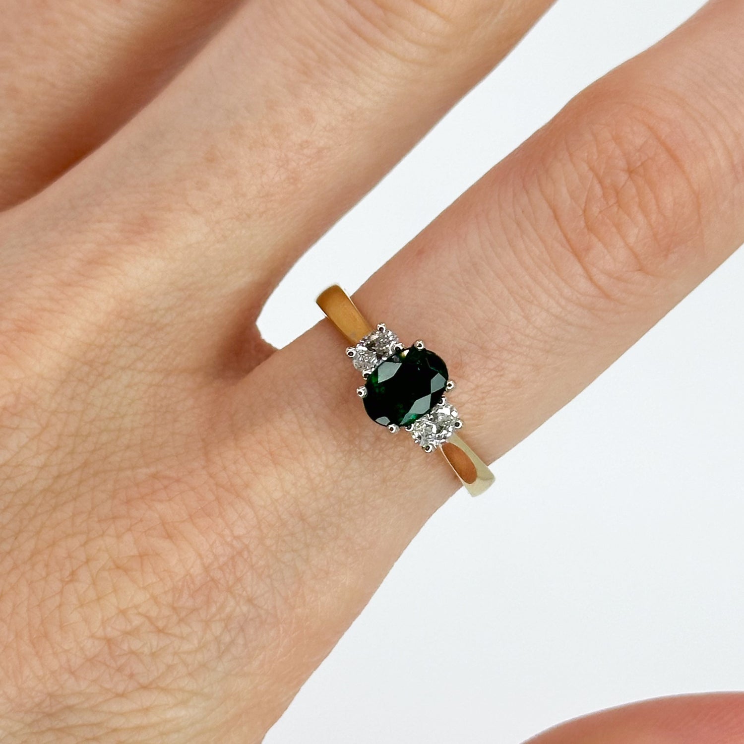 Emerald and Diamond Trilogy Ring