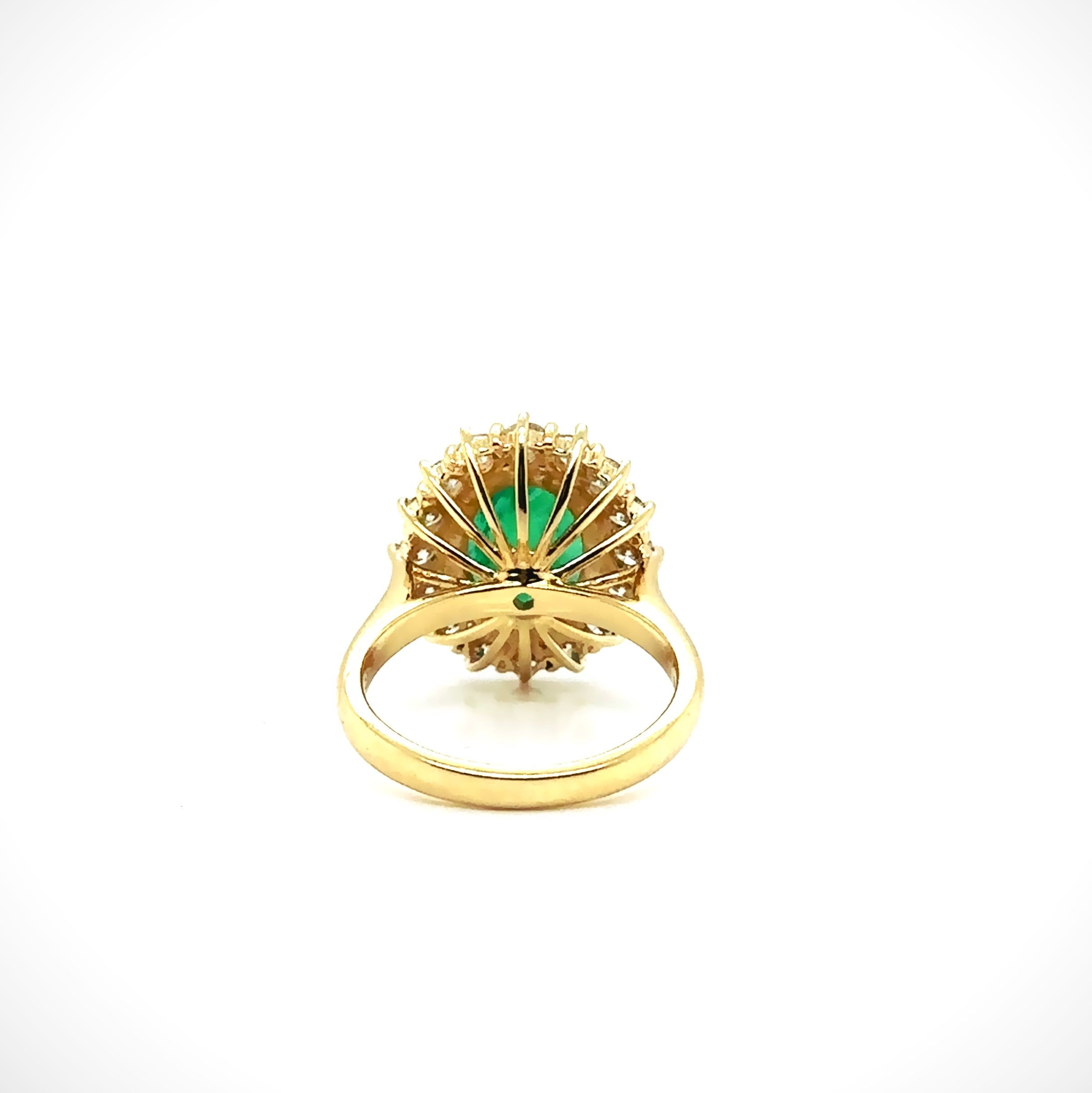 Green Emerald & Diamonds Halo Ring
