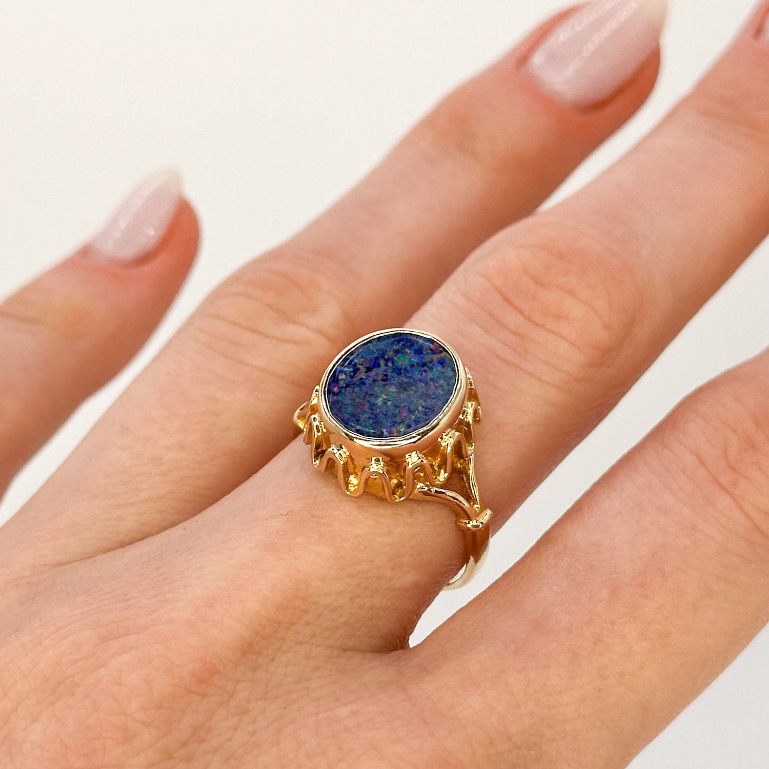 Vintage Blue Opal Ring