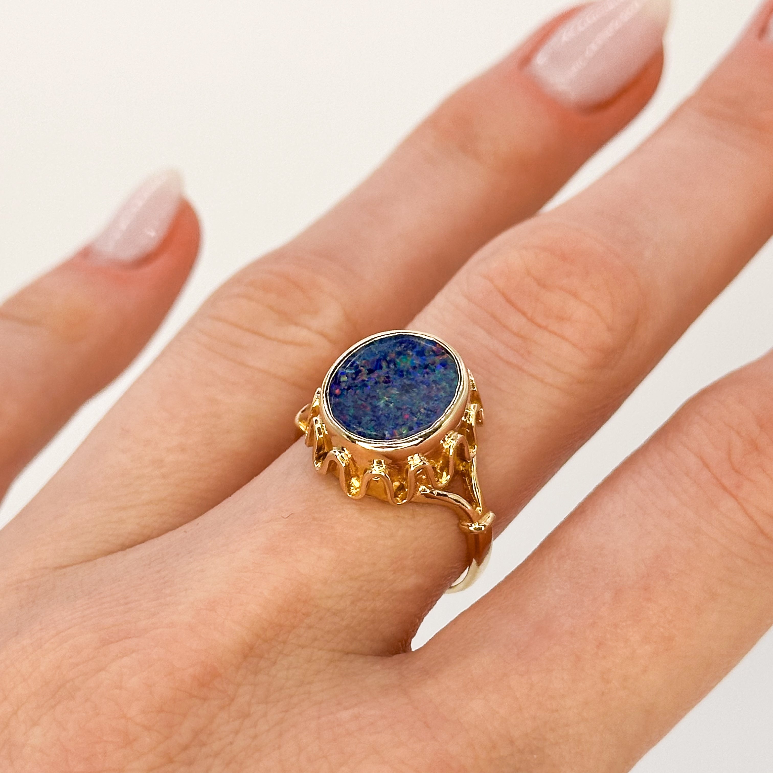 Vintage Blue Opal Ring