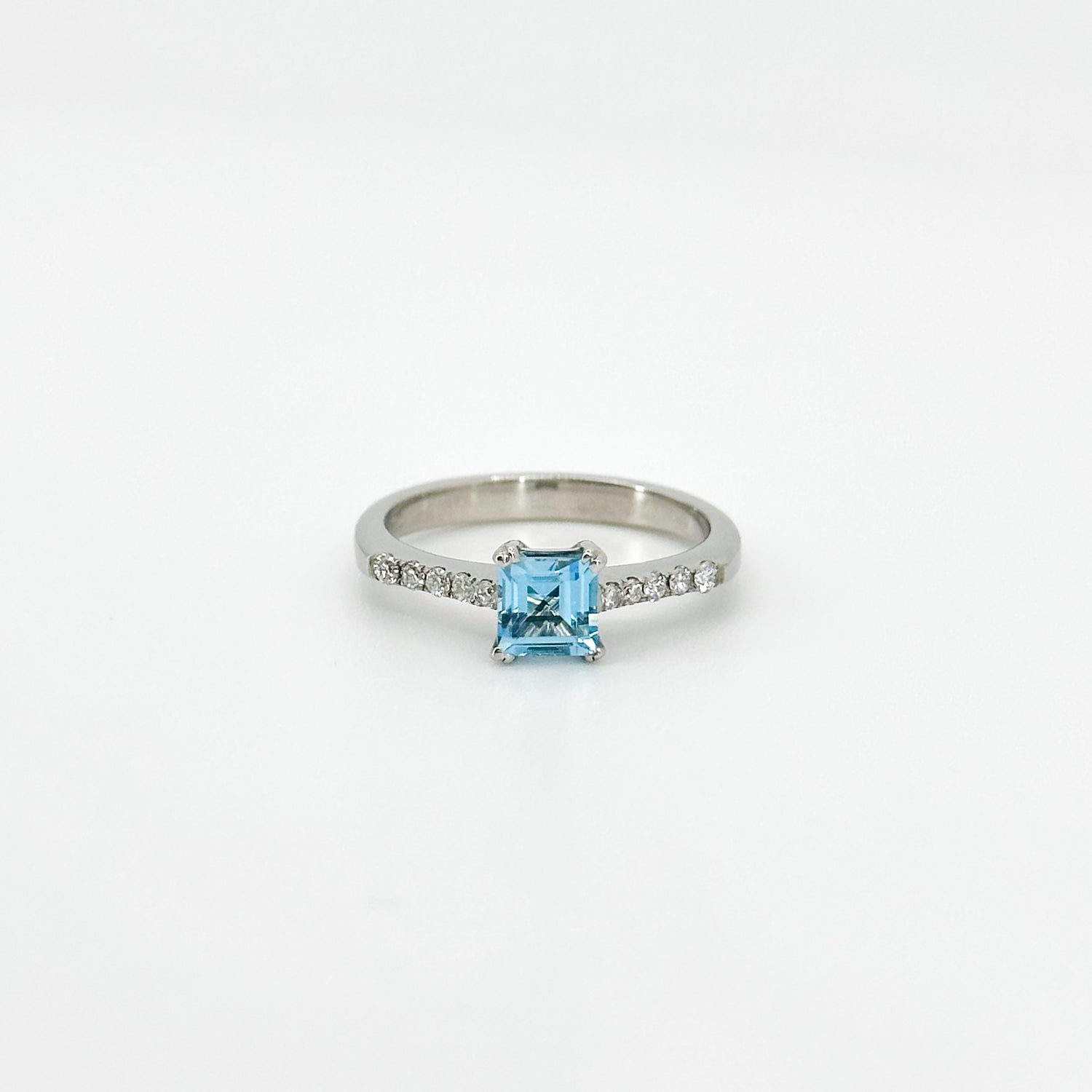 Princess Cut Blue Topaz Ring