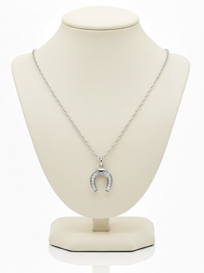 Horseshoe Pendant in White Gold