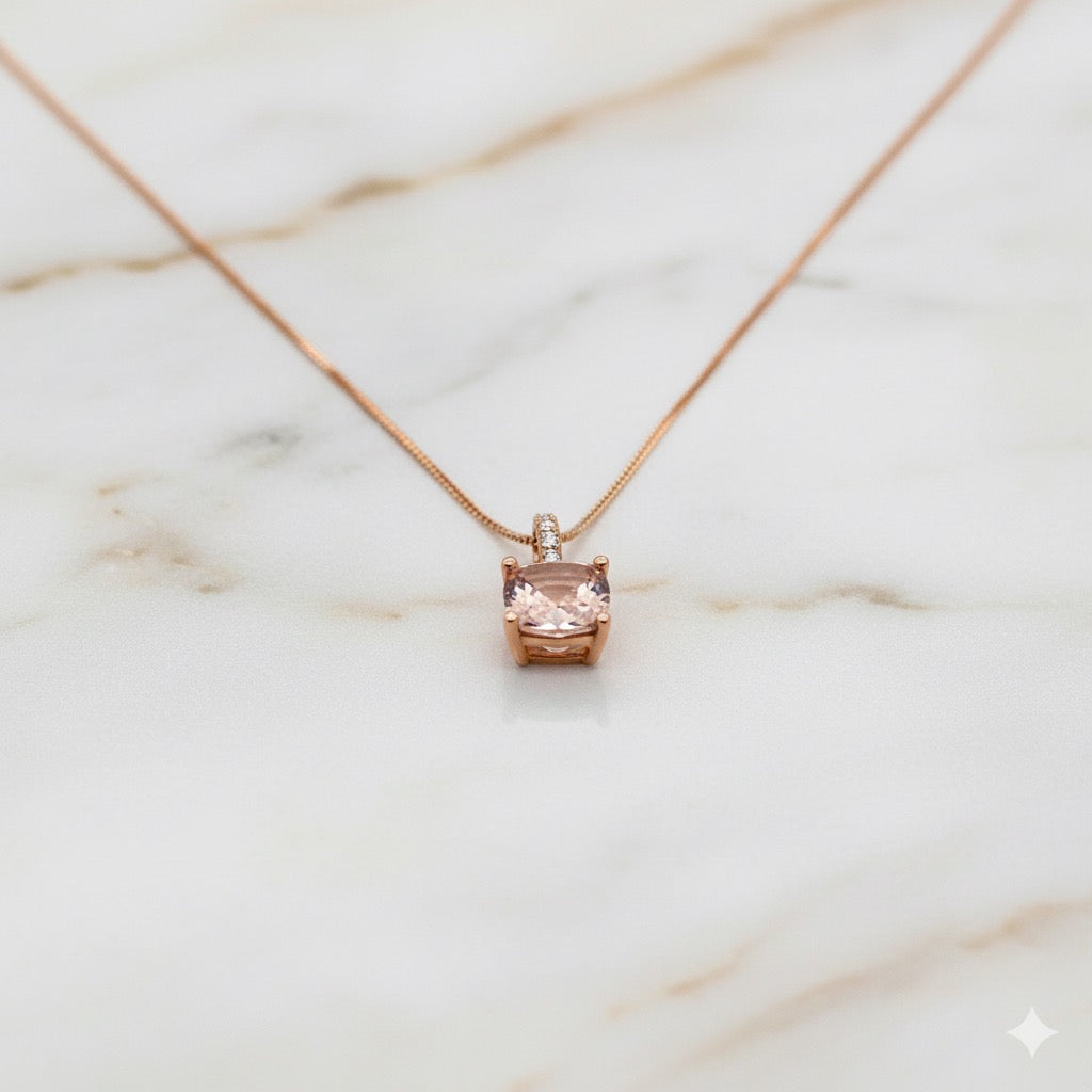 Morganite & Diamond Pendant in Rose Gold
