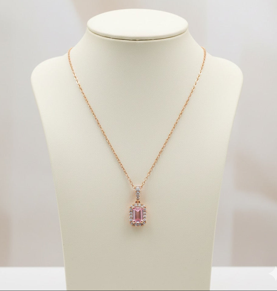 Tourmaline & Diamond Pendant in Rose Gold