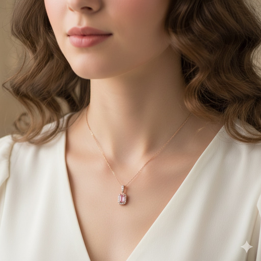 Tourmaline & Diamond Pendant in Rose Gold