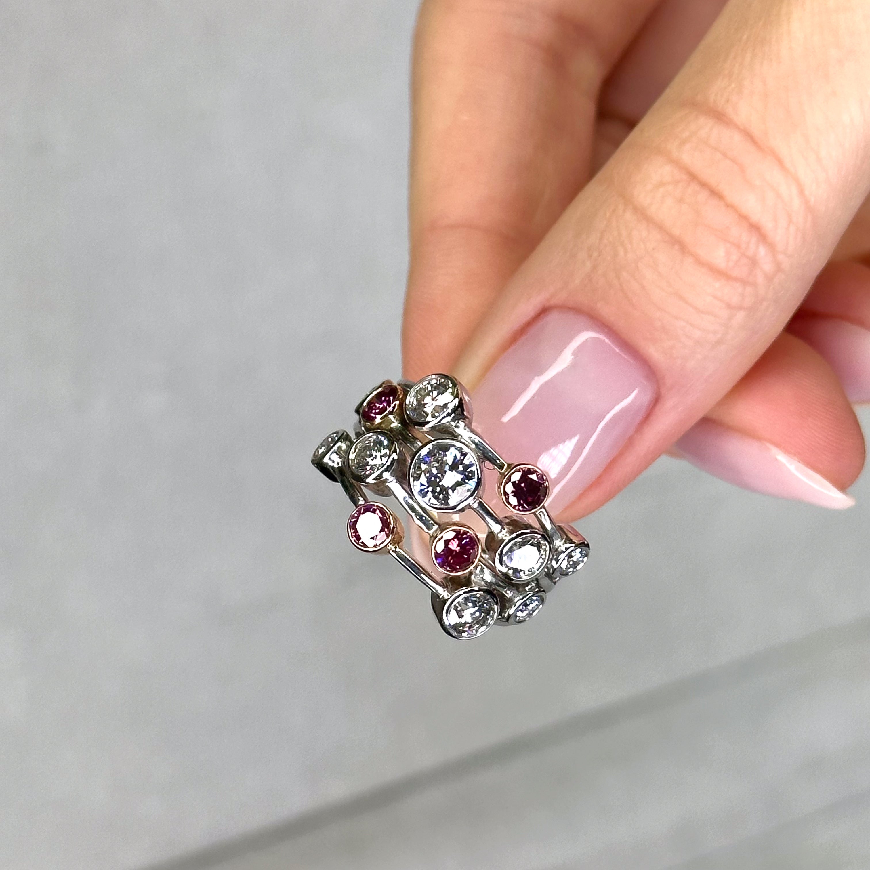 Pink and Diamond Bubble Ring
