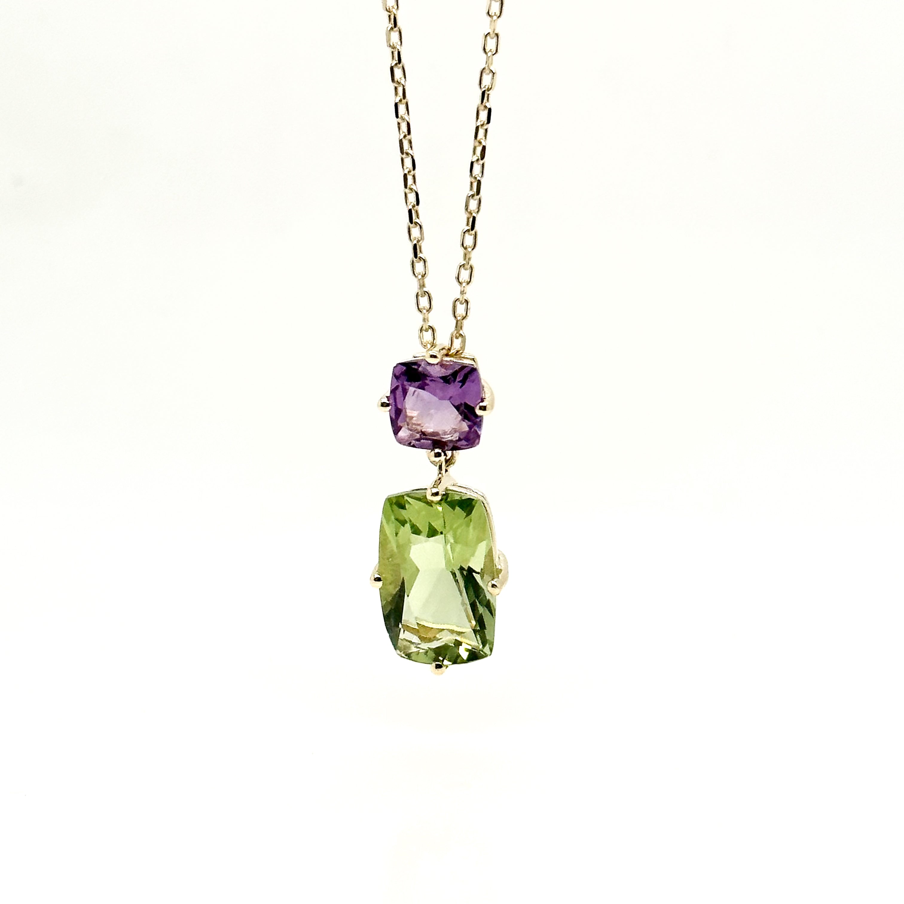 Peridot & Amethyst Pendant on Chain