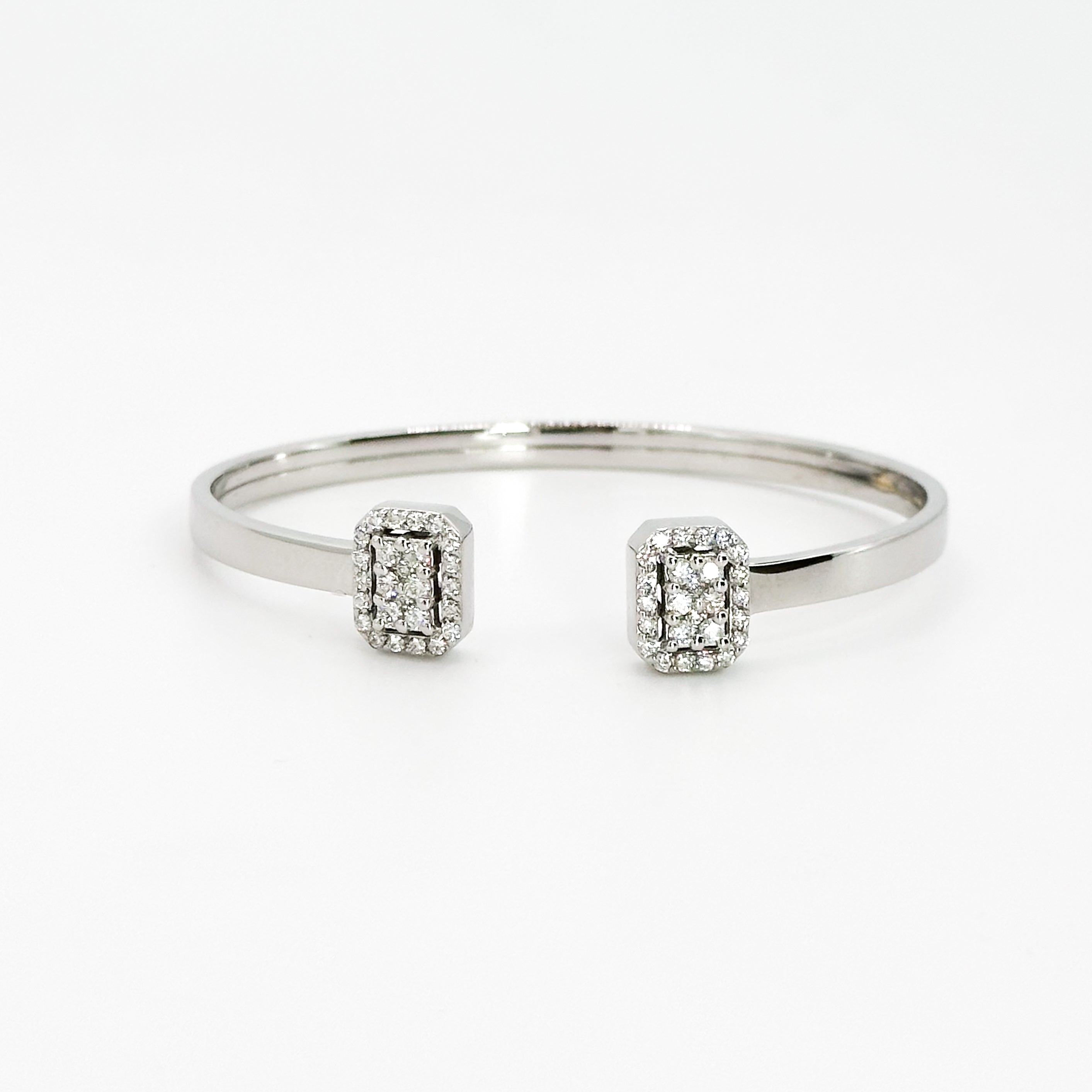White Gold Bangle Bracelet with Diamond Clusters