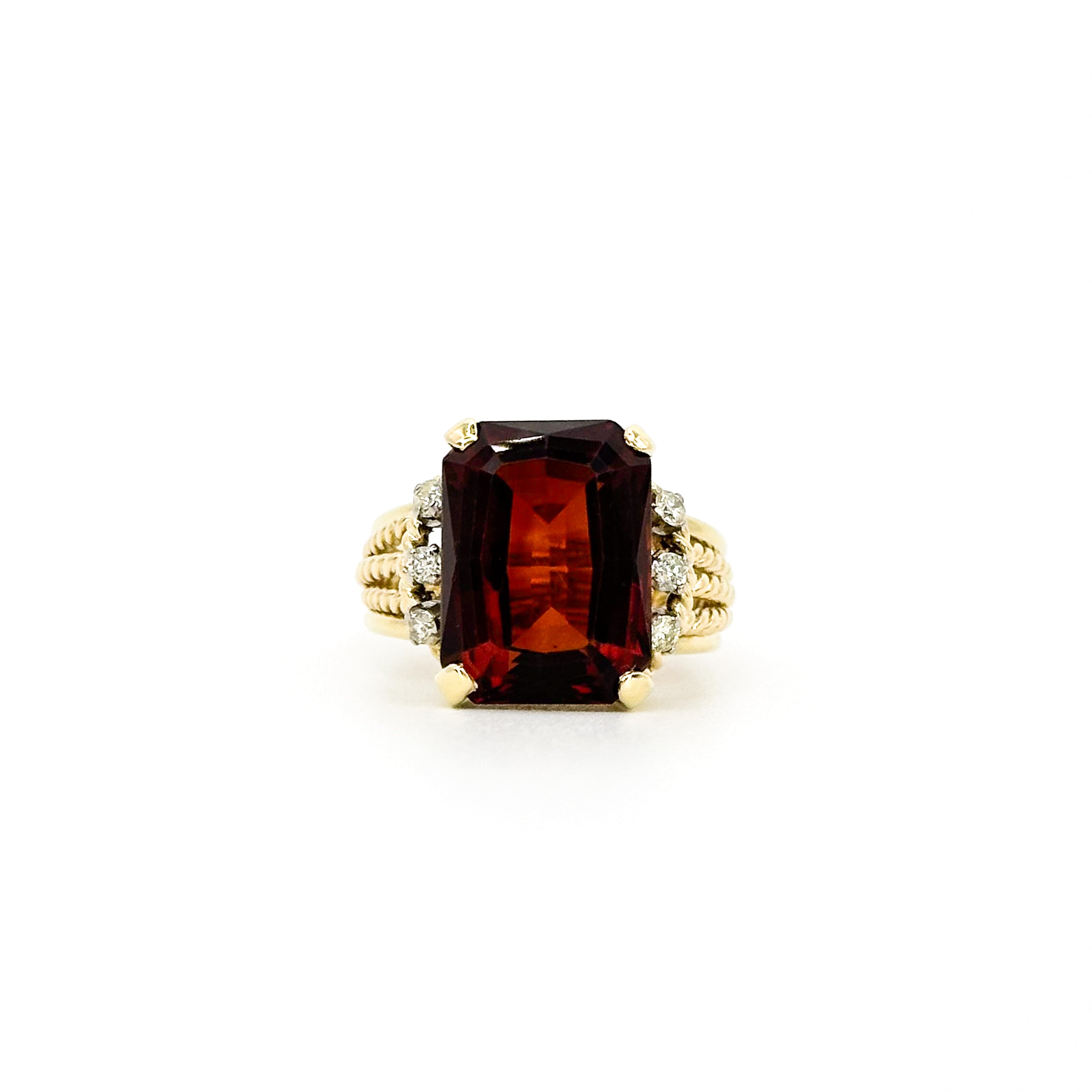 Garnet Ring with Diamonds