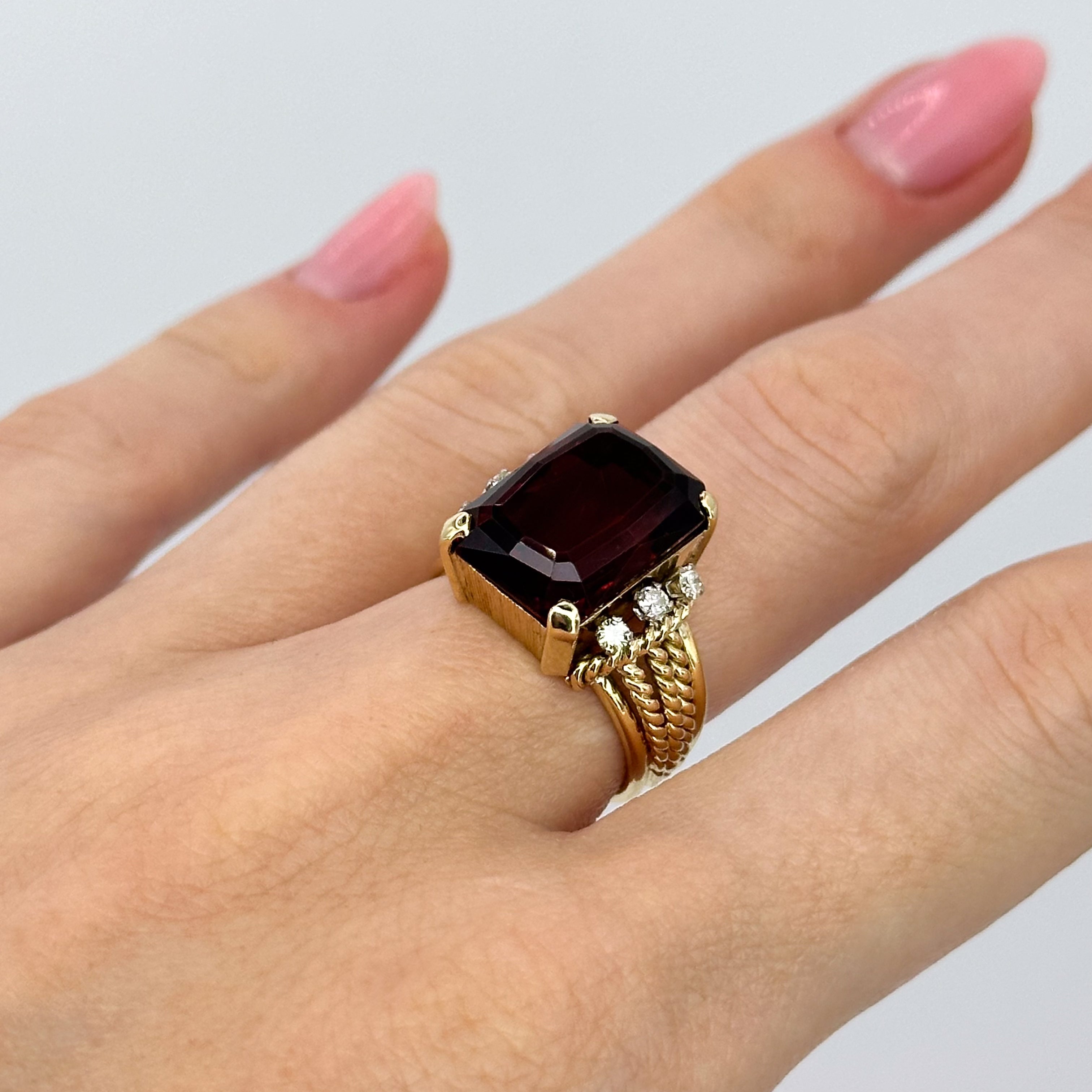 Garnet Ring with Diamonds