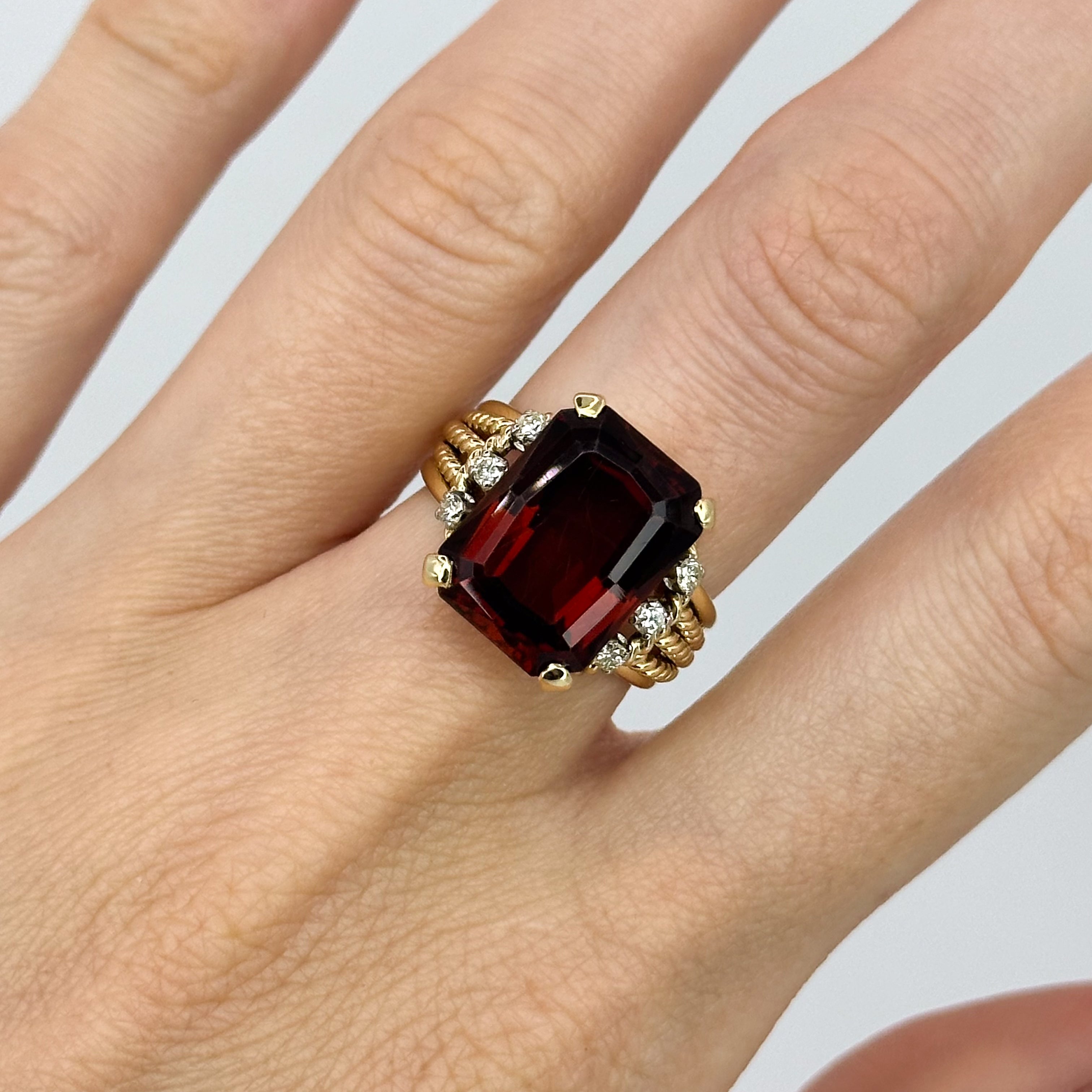 Garnet Ring with Diamonds