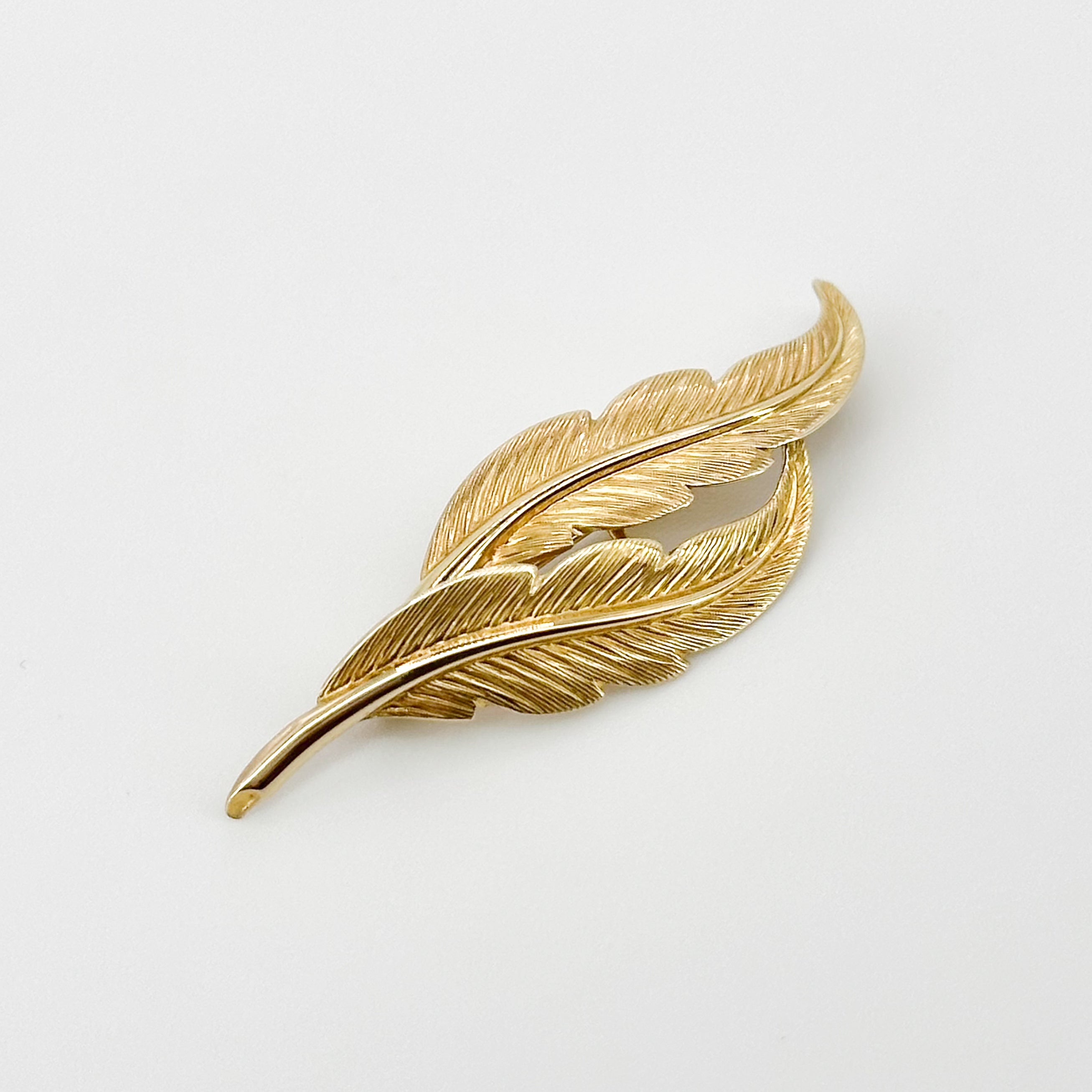 Gold Feather Brooch