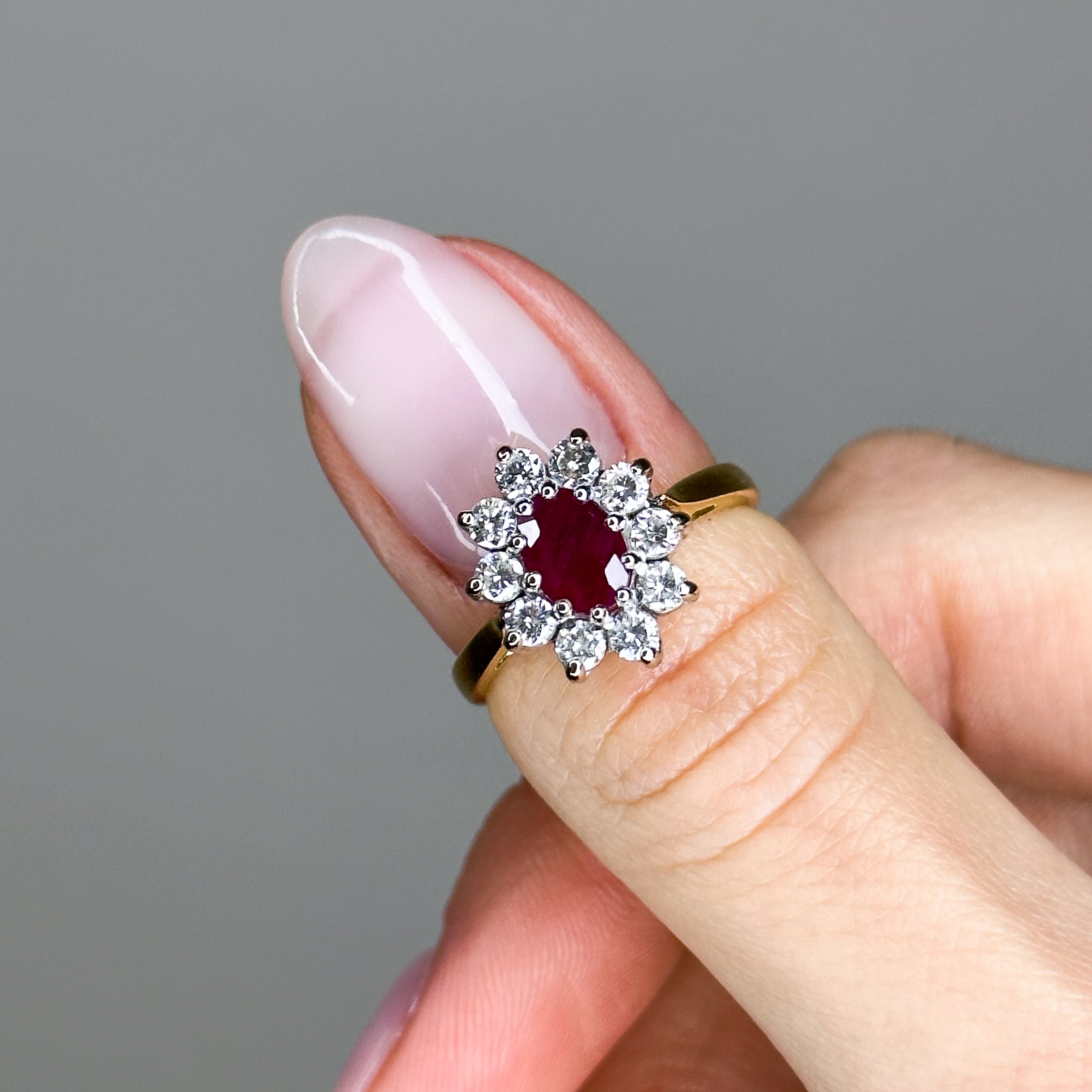 1.01ct Oval Cut Ruby Ring with Halo