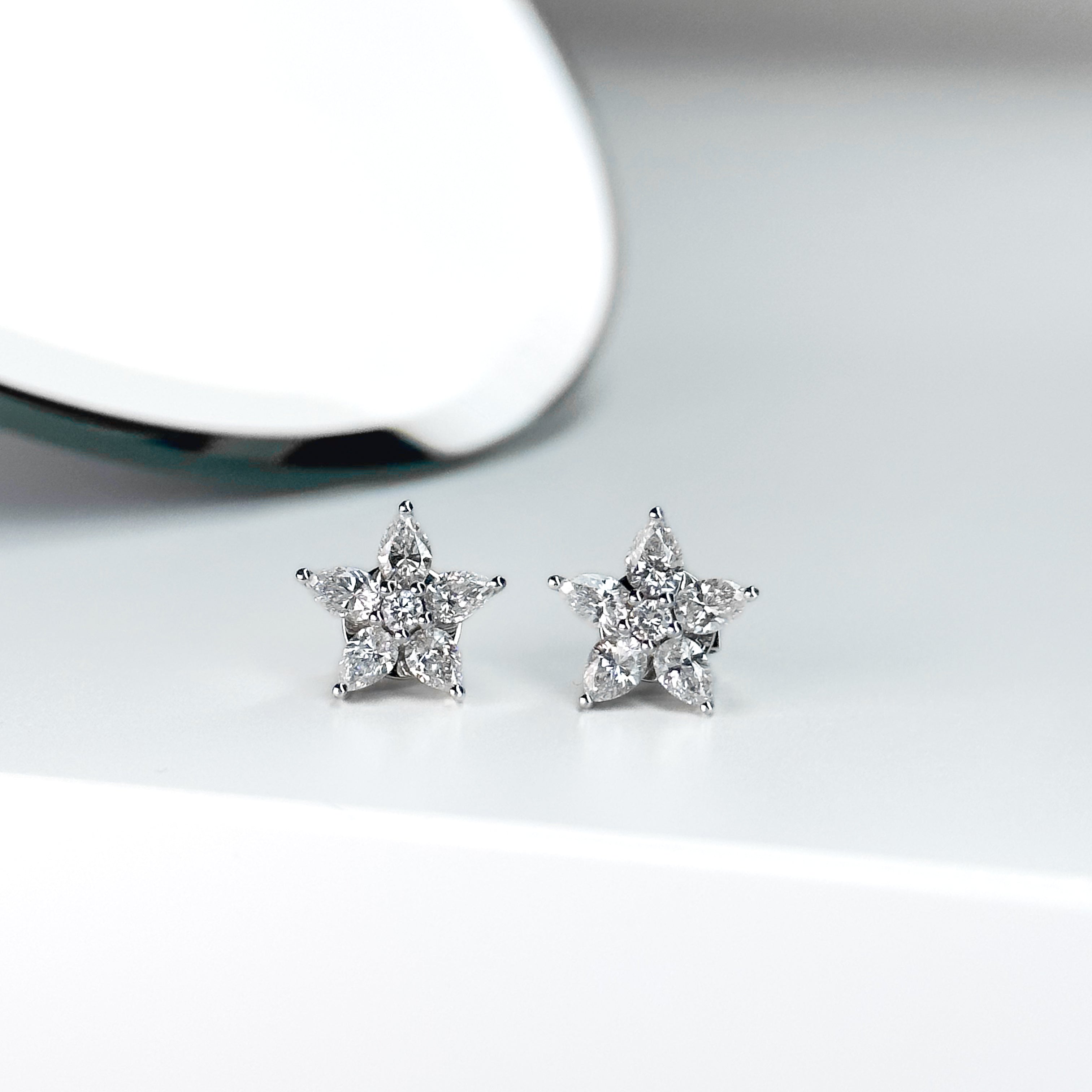 1.85ct Diamond Flower Stud Earrings