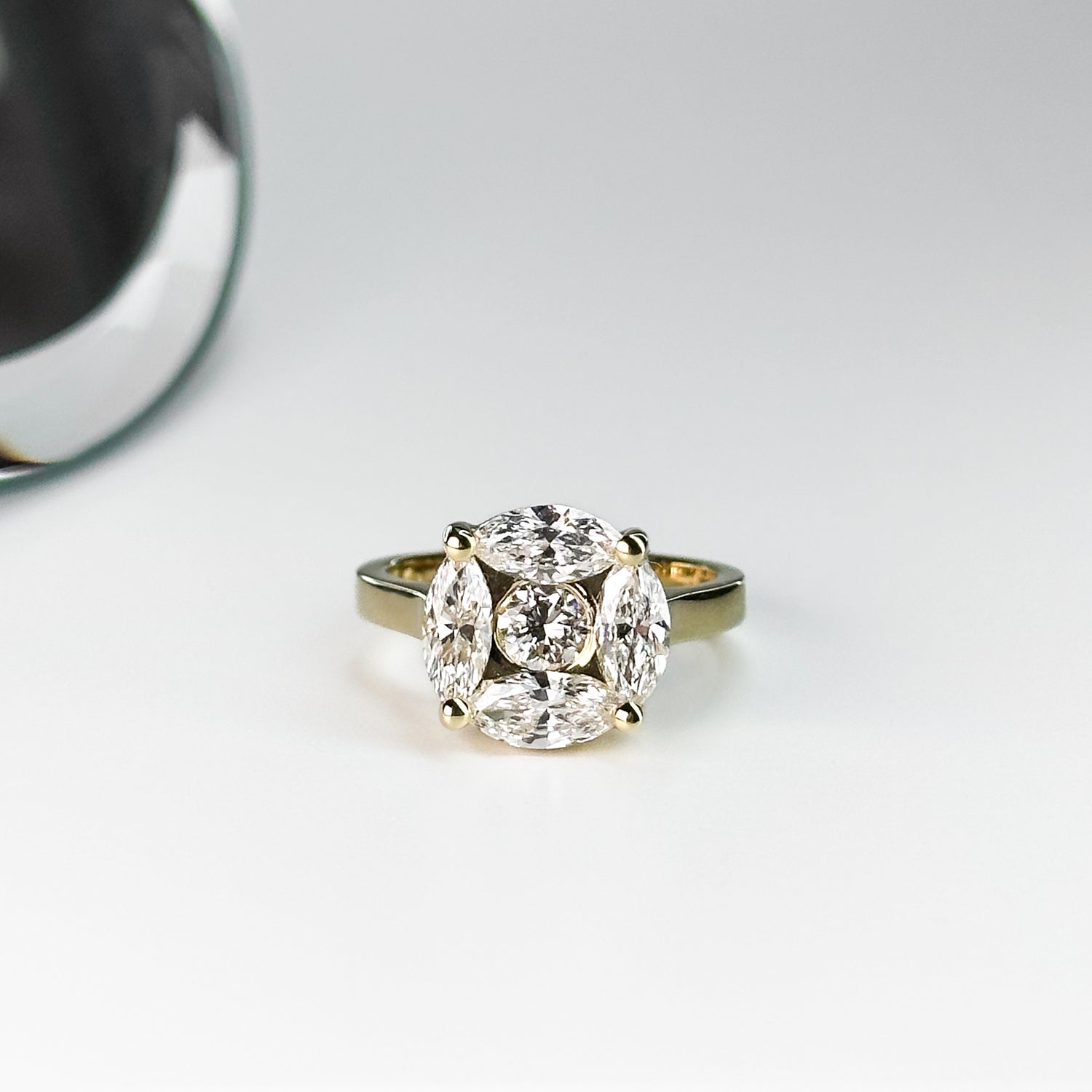 Diamond Cluster Ring in Yellow Gold