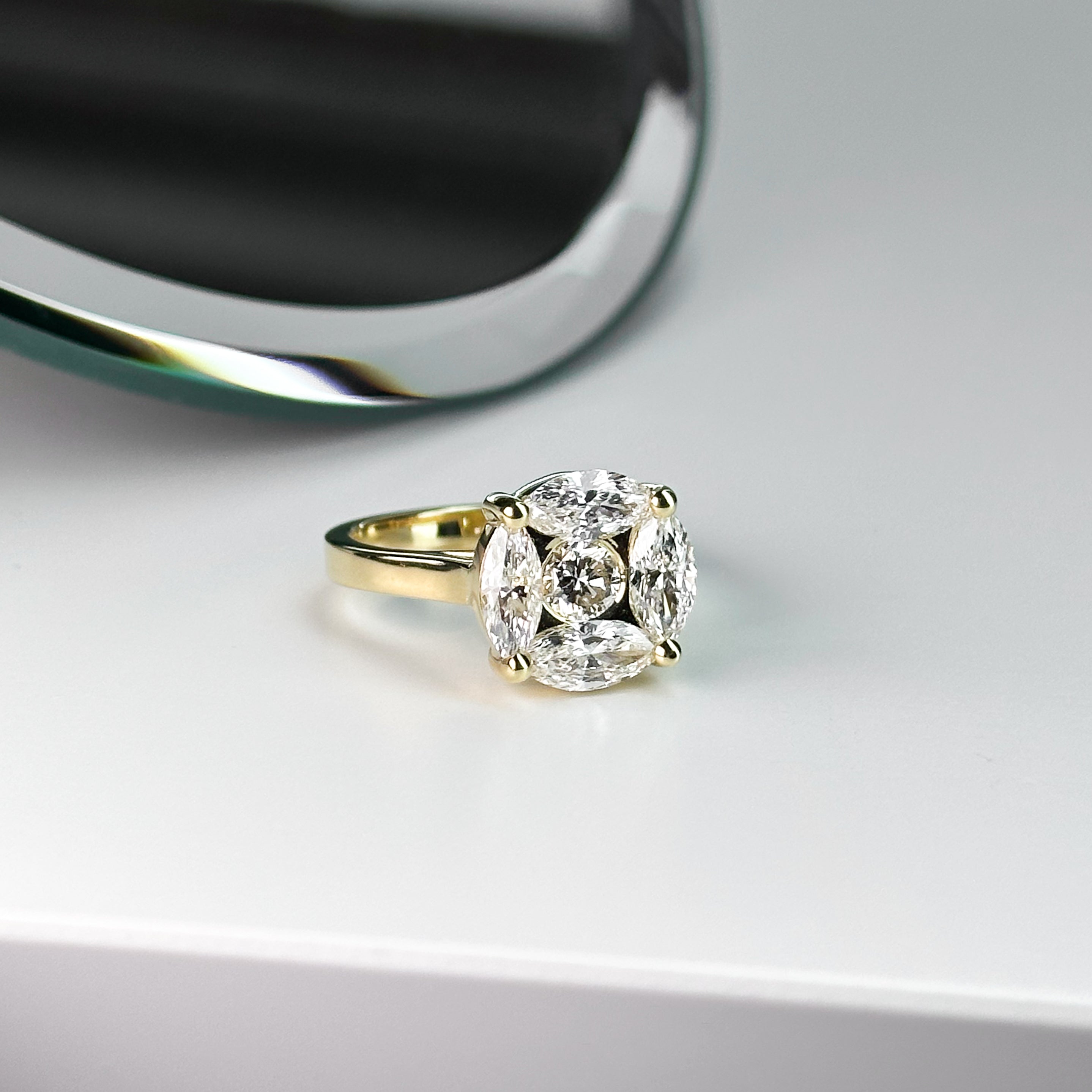 Diamond Cluster Ring in Yellow Gold