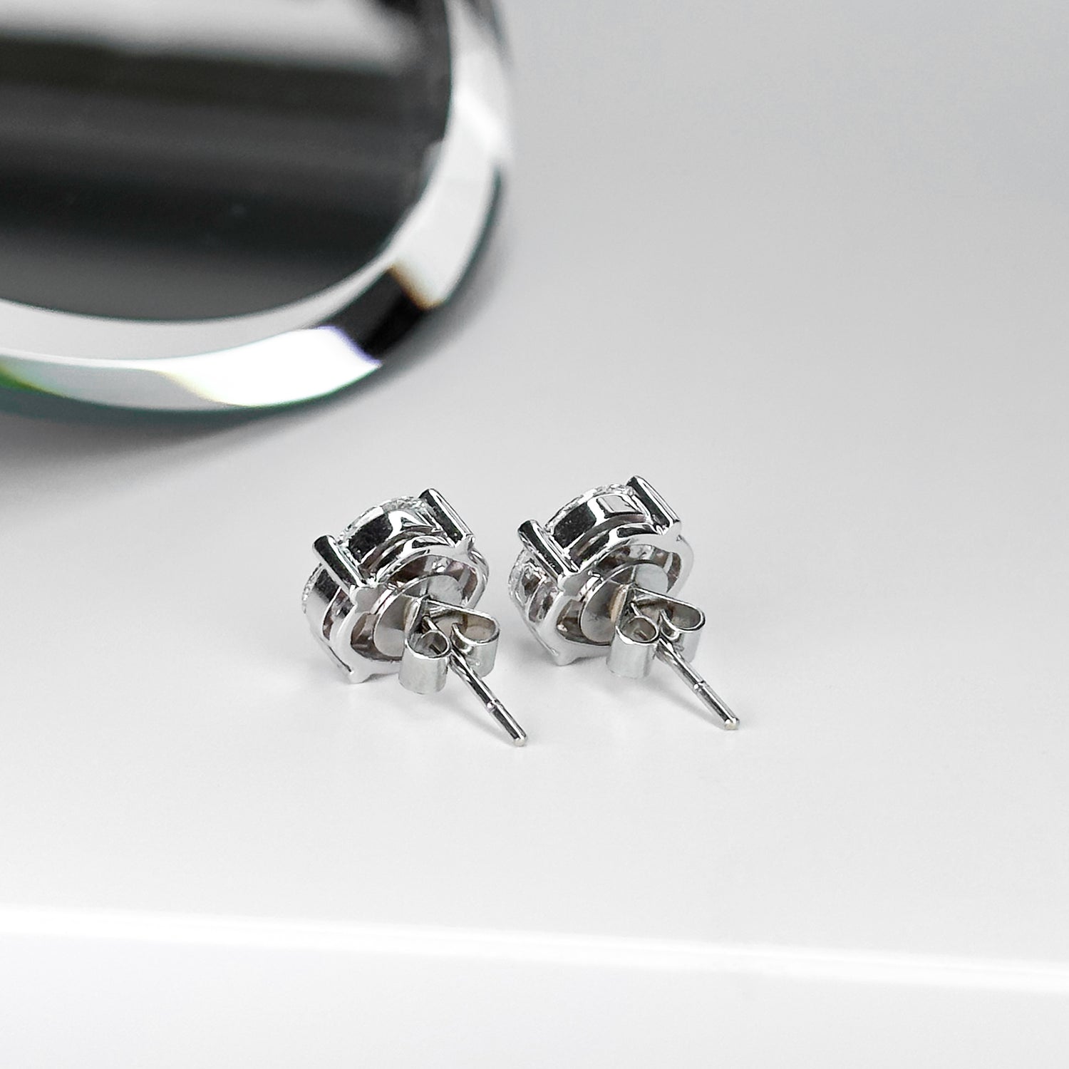 Diamond Cluster Earrings in White Gold