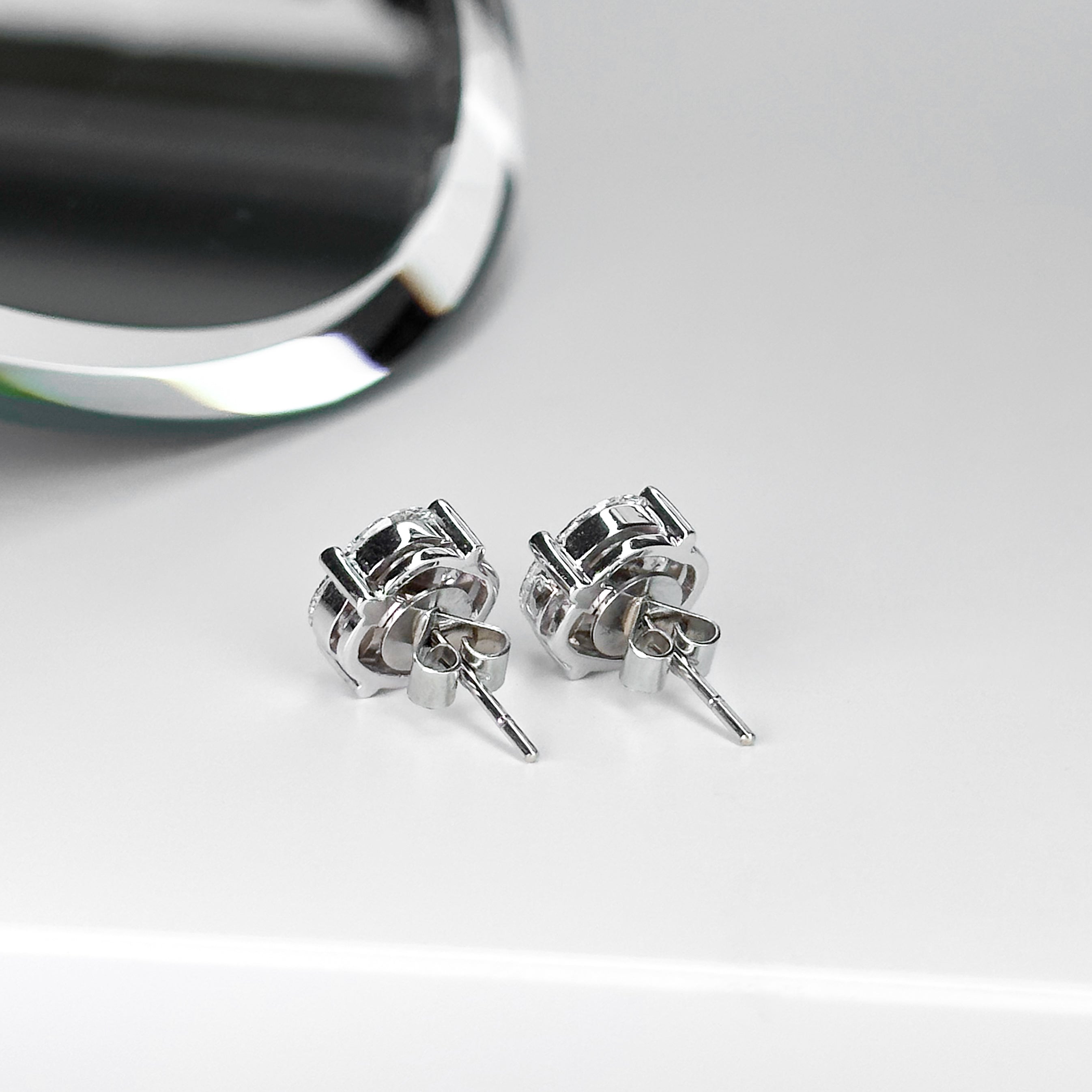 Diamond Cluster Earrings in White Gold