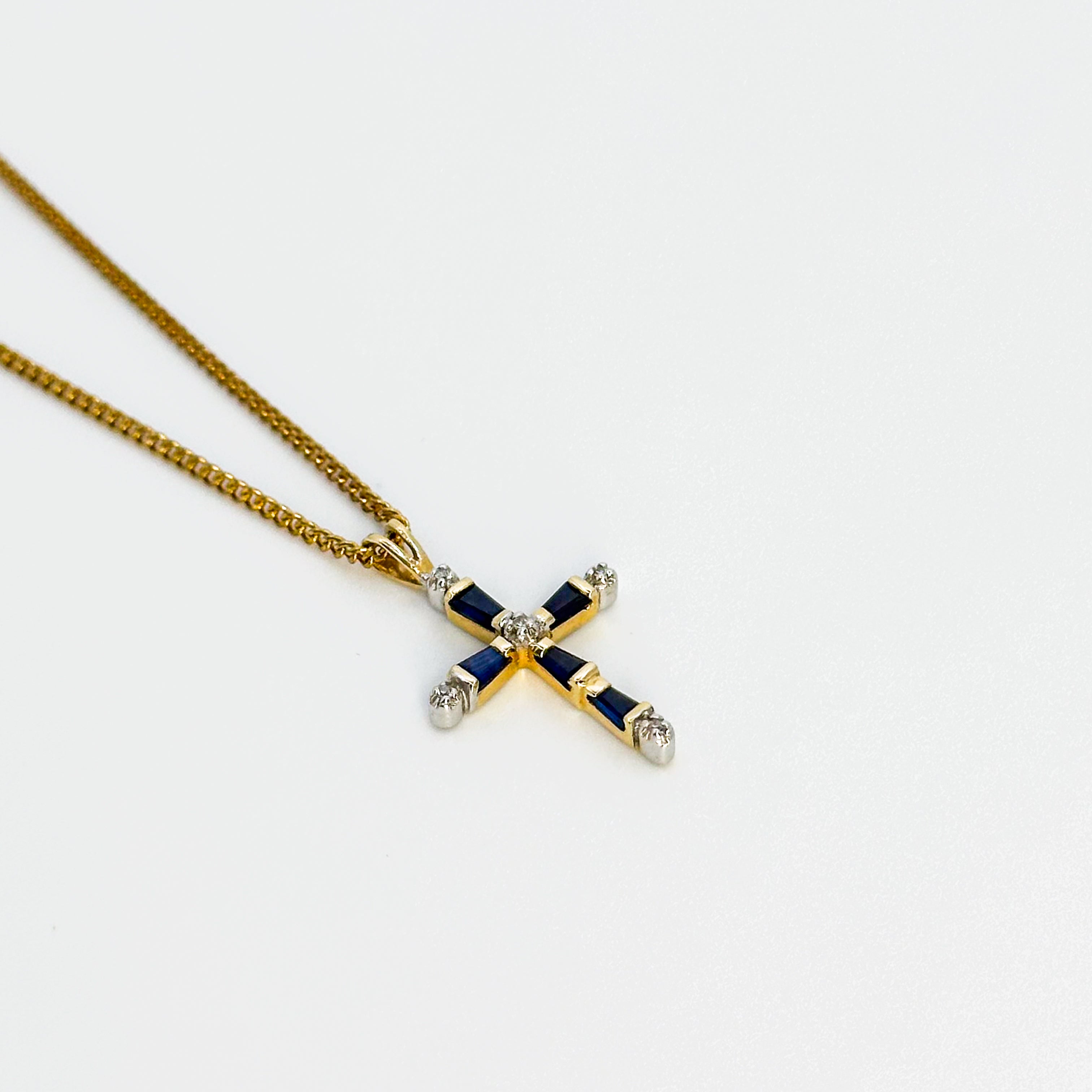 Vintage Cross with Sapphires and Diamonds