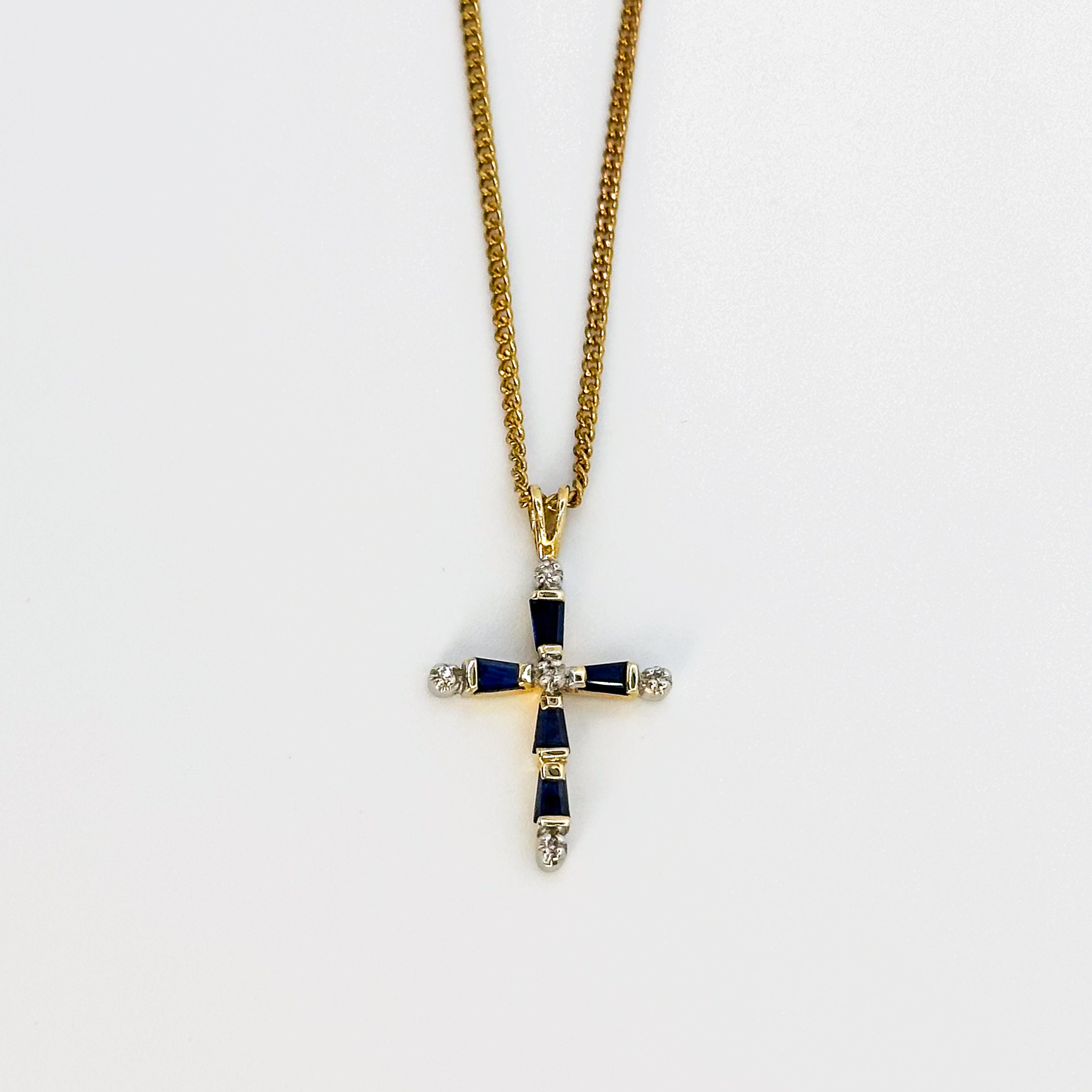 Vintage Cross with Sapphires and Diamonds