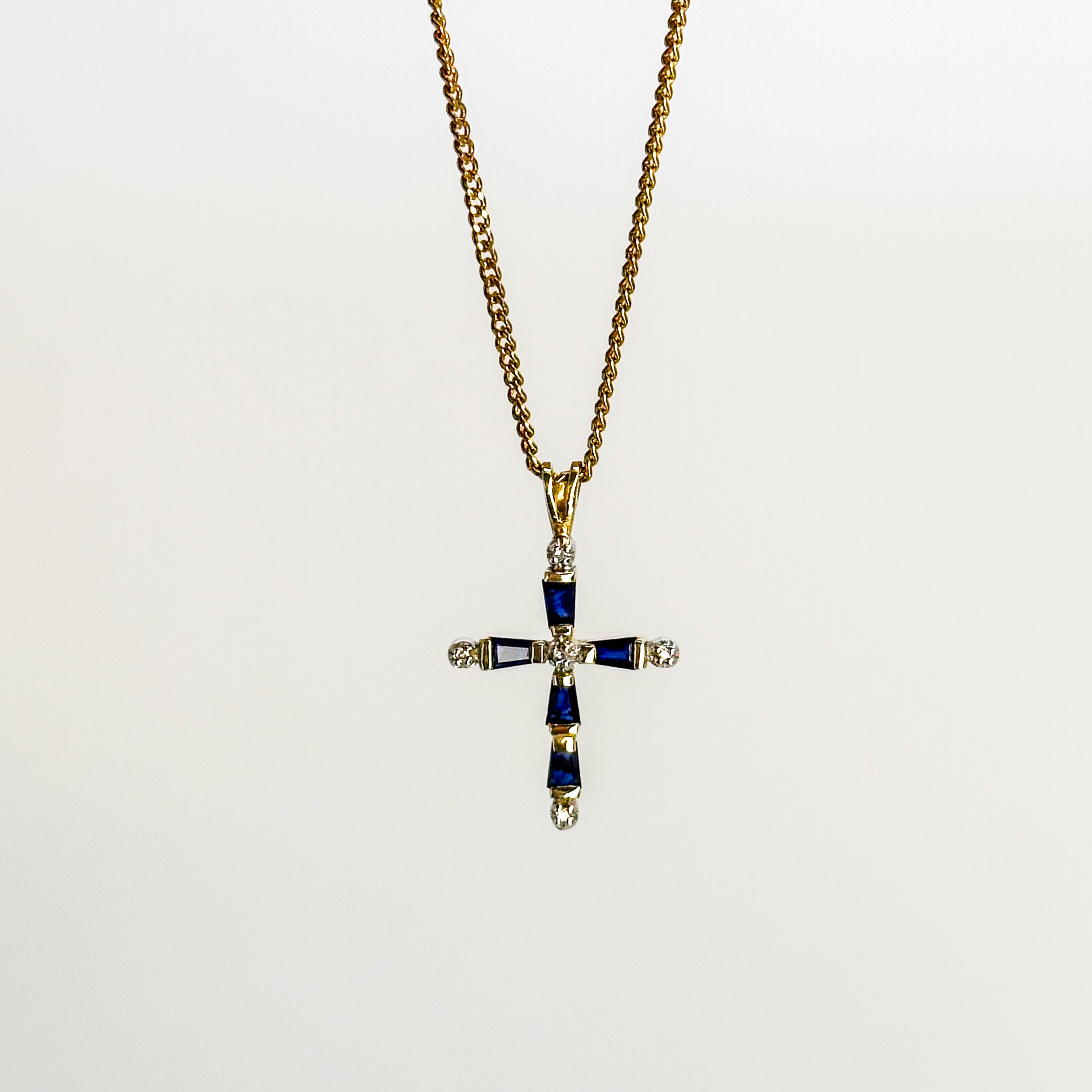 Vintage Cross with Sapphires and Diamonds