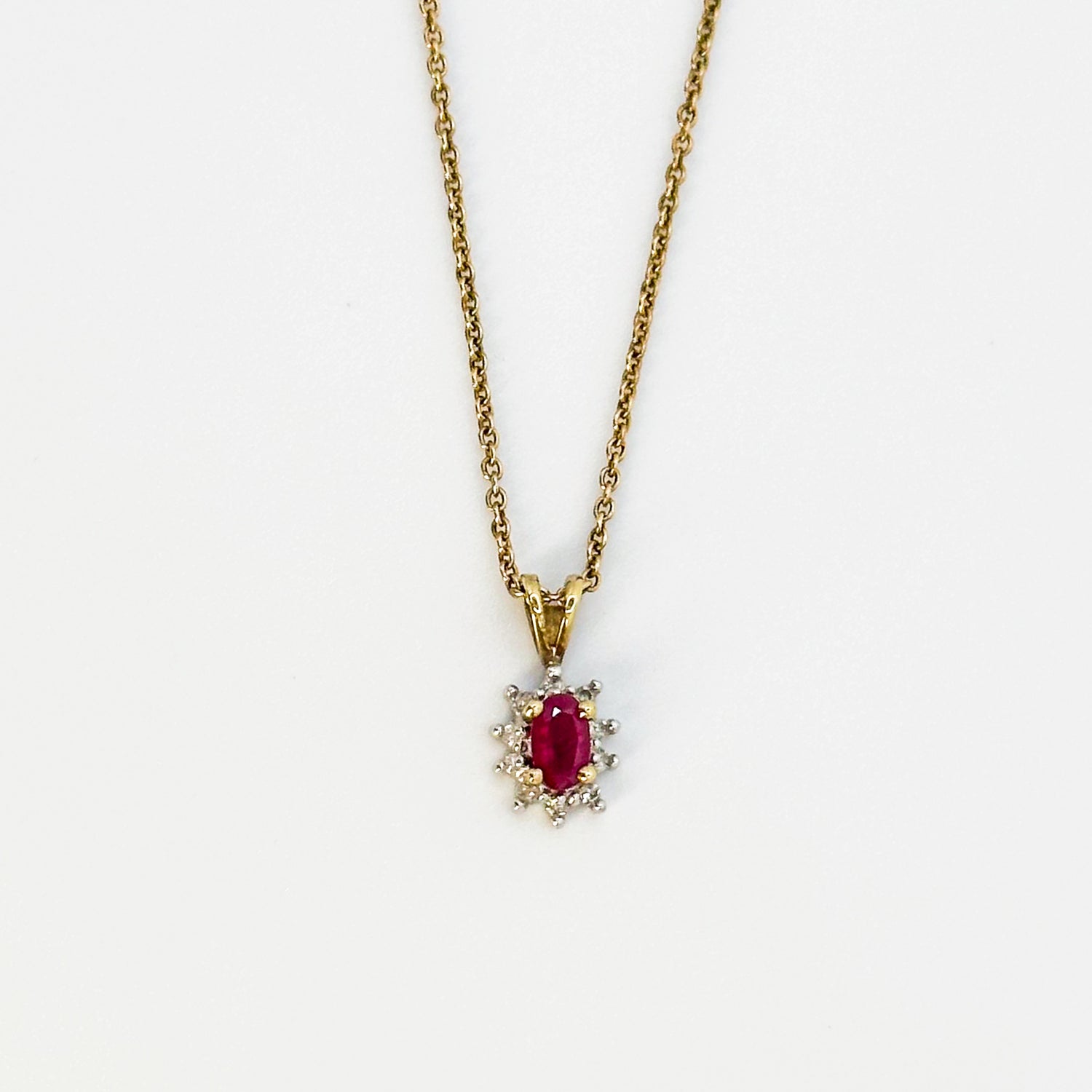 Vintage Ruby Pendant with Diamond Halo